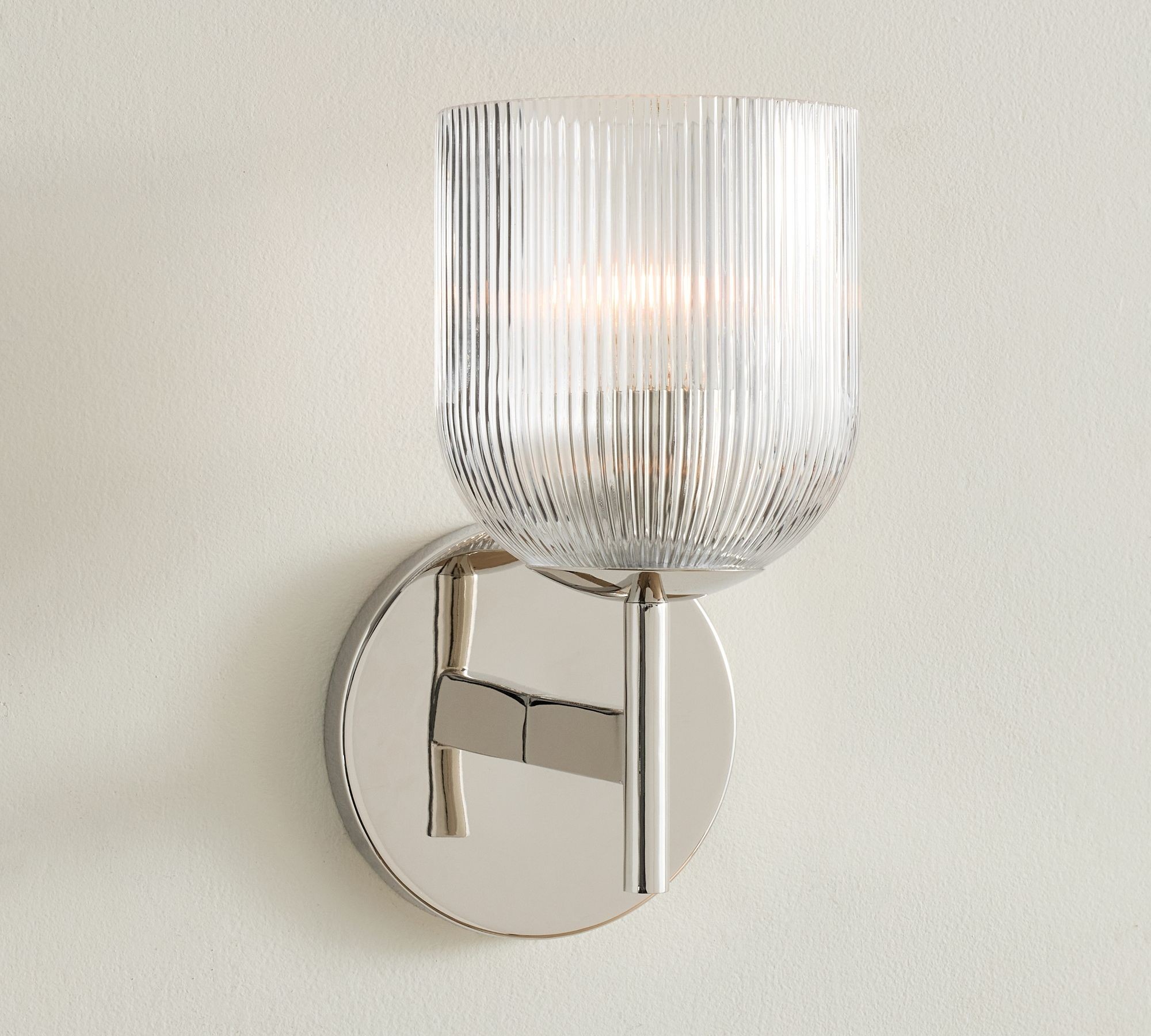 Bravira Ribbed Glass Wall Sconce - Wall Light for Living Room and Hallway K1326
