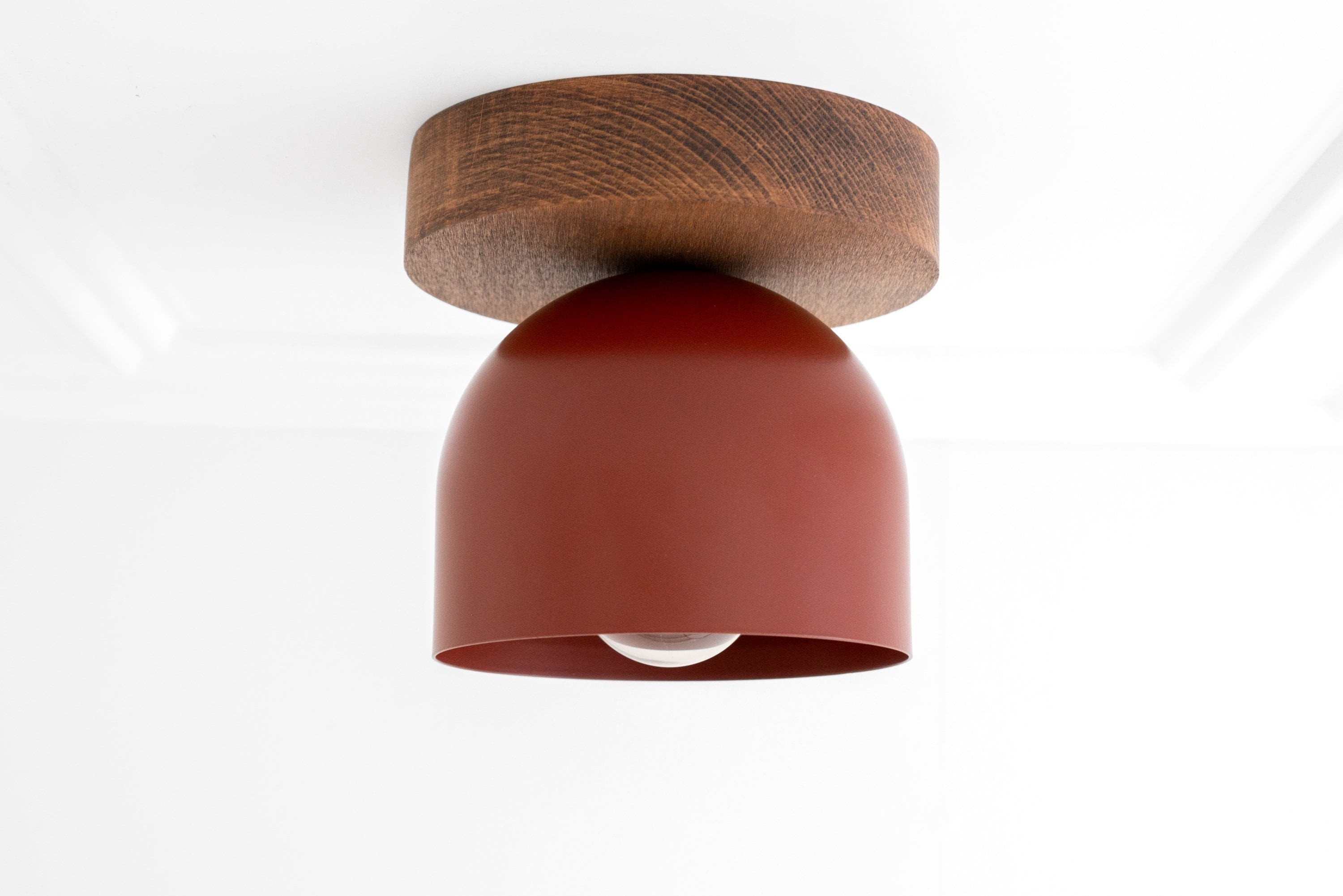 Metio Dome Flush Mount Ceiling Light - Oak Finish with Metal Shade K1421
