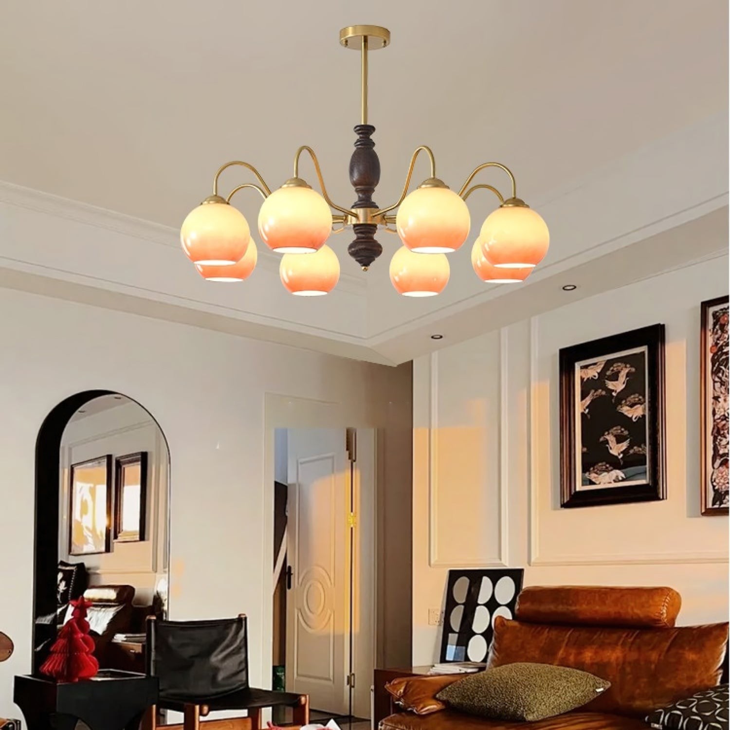 French Medieval Style Caramel Orb Chandelier K292