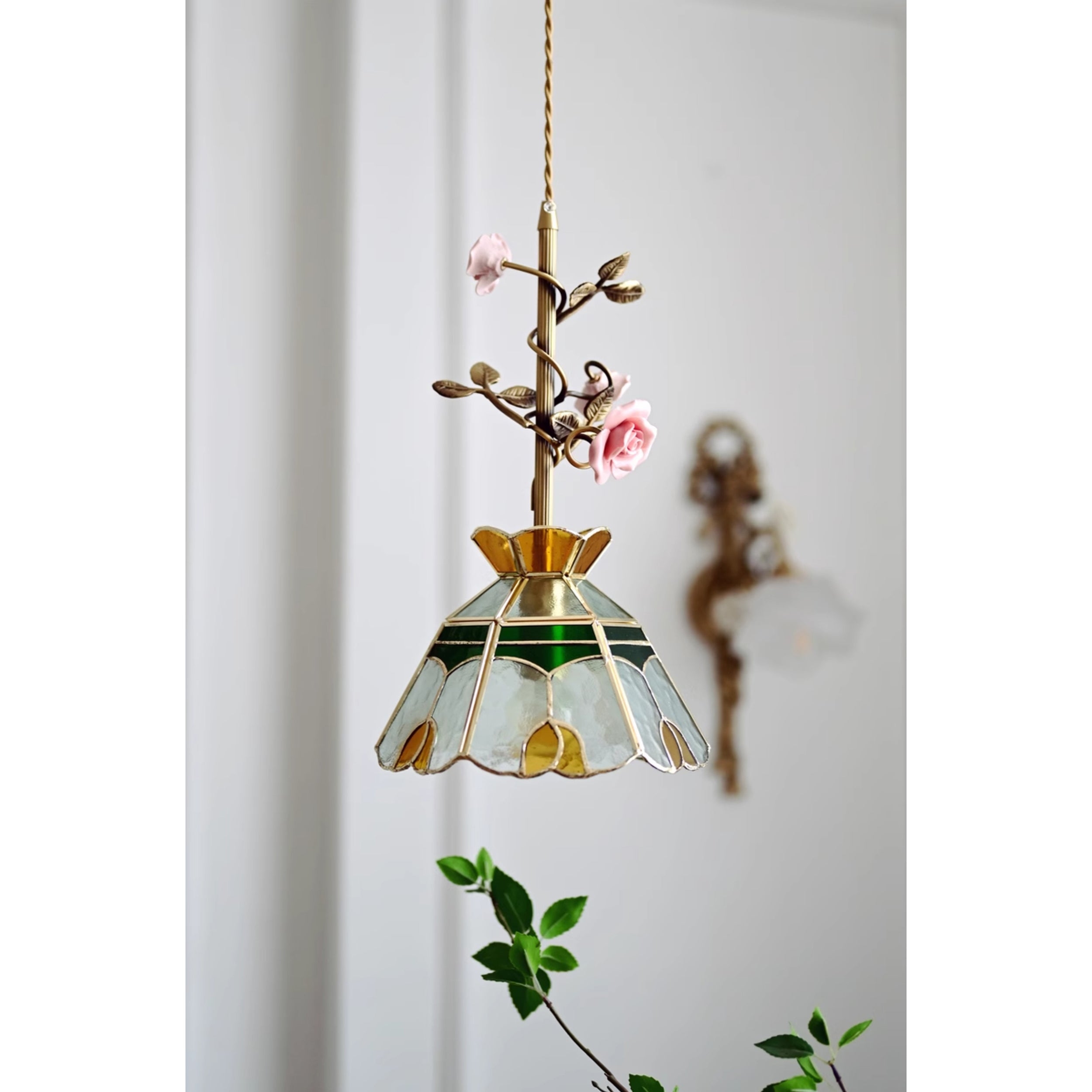 Lalique Rose Glass Pendant Lamp D674