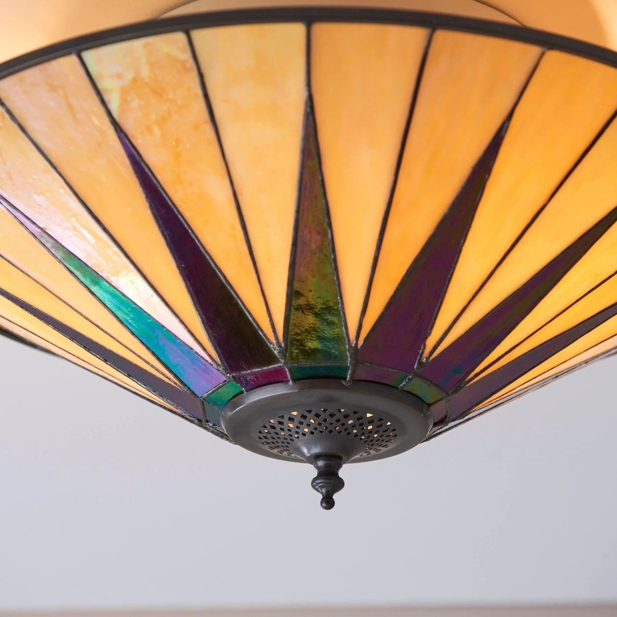 TF Dark Classic Stained Glass Flush Mount Ceiling Lamp for Living Room and Dining Room K2005