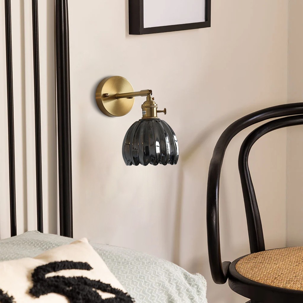 Antique Brass Tulip Glass Wall Light K122