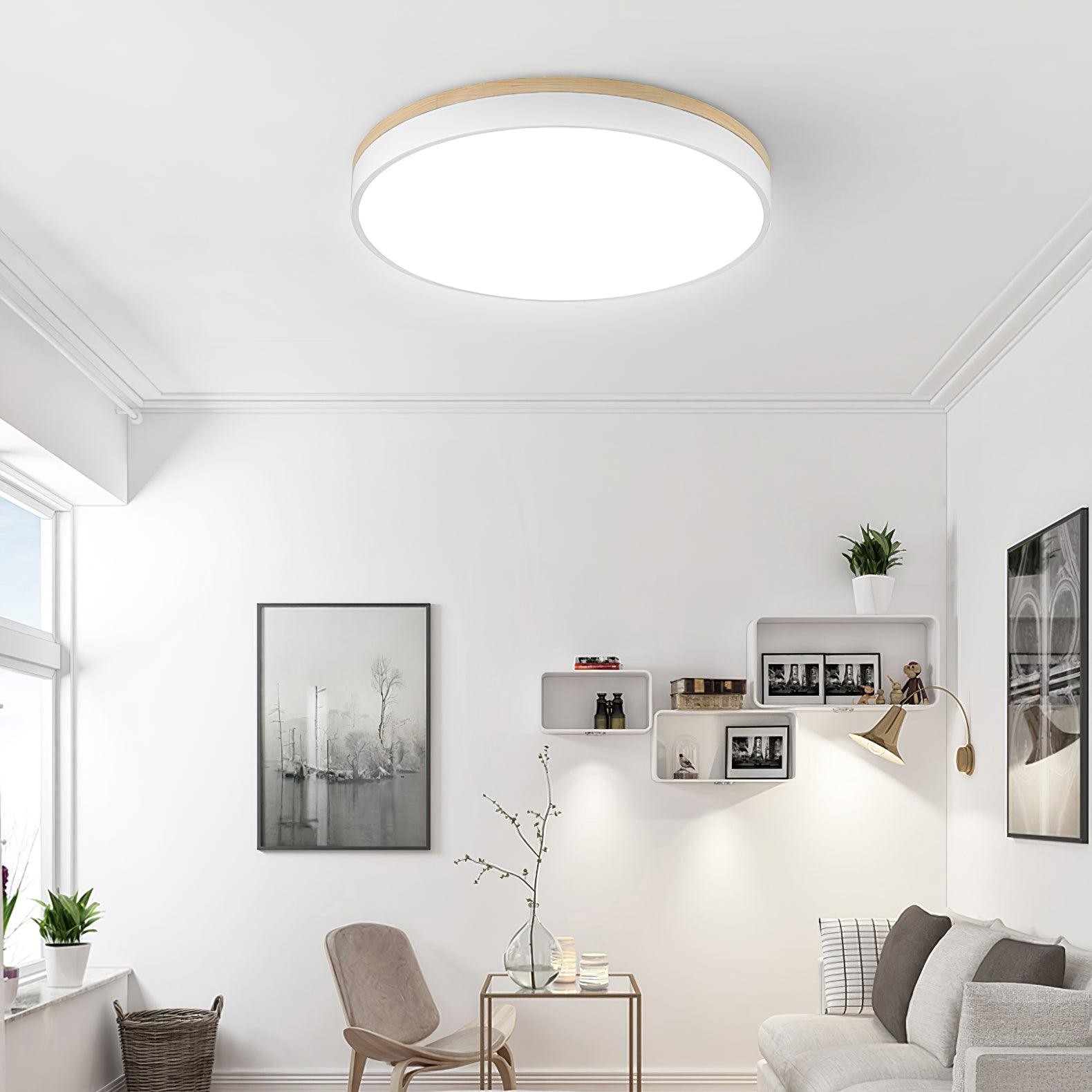 White Round Wooden Ceiling Lamp K772