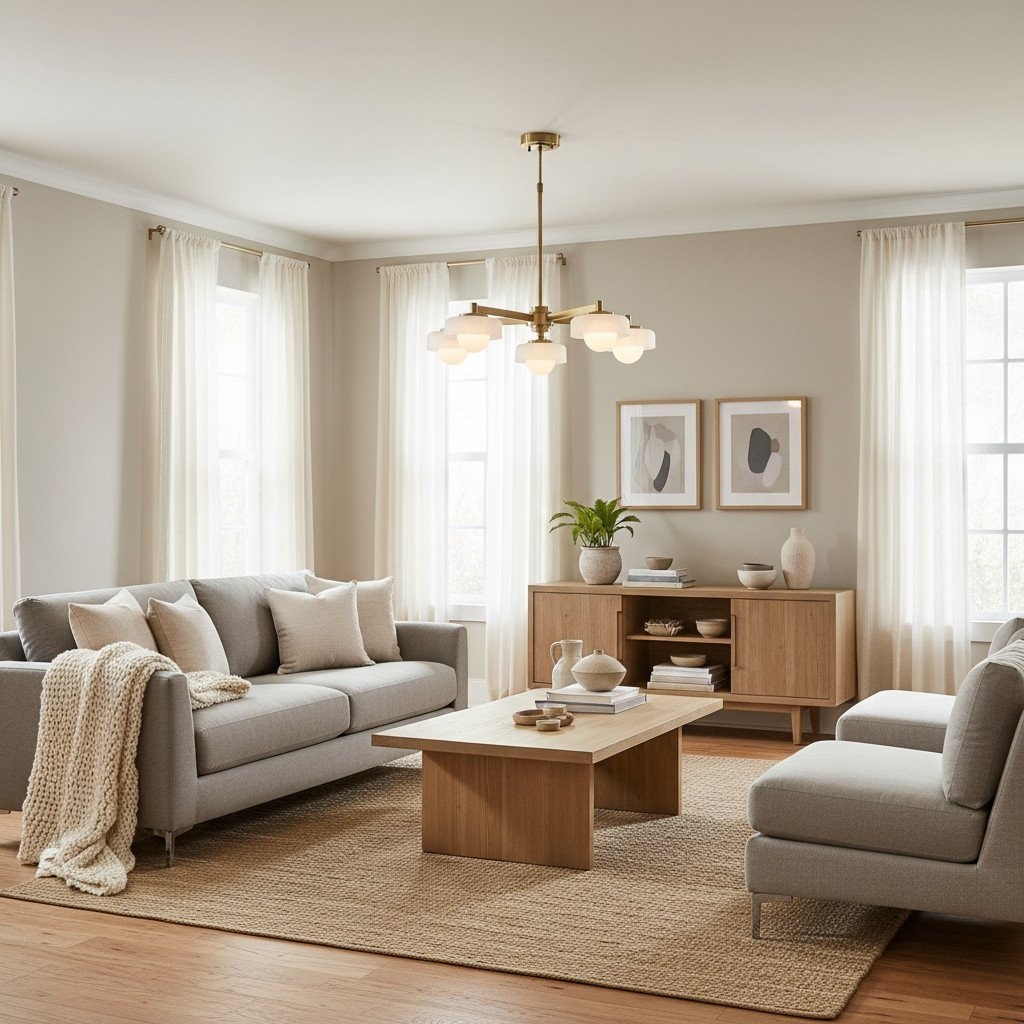 Zirvos Pendant with Frosted Opal Globes and Brushed Brass Frame for Living Room K1905