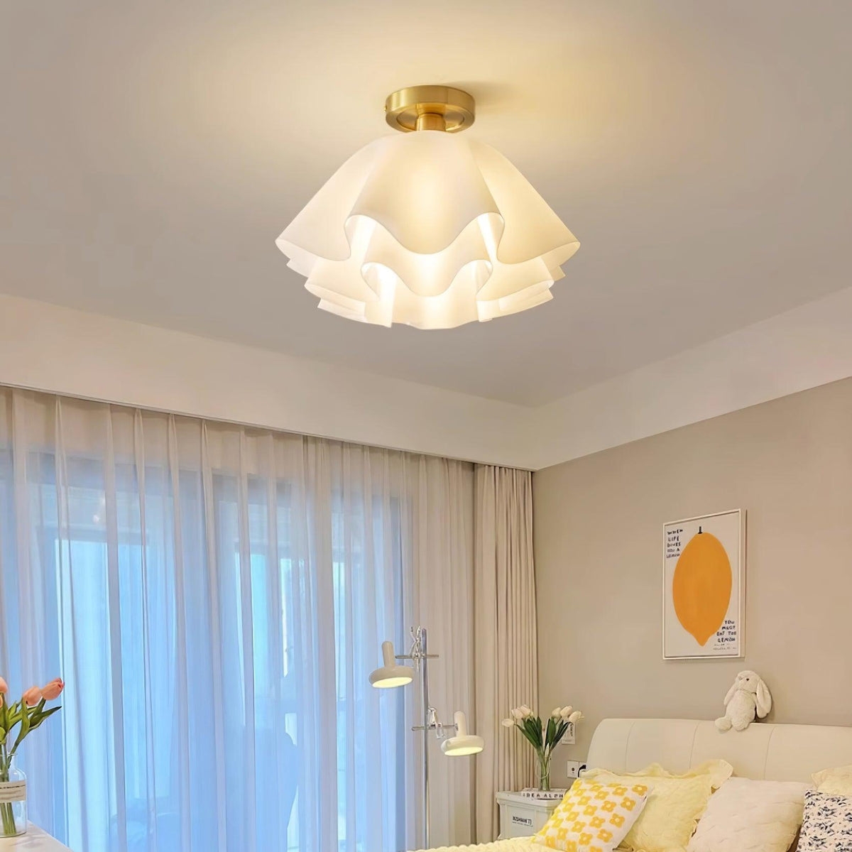 Lustra Pleated Retro Brass Acrylic Ceiling Light D959