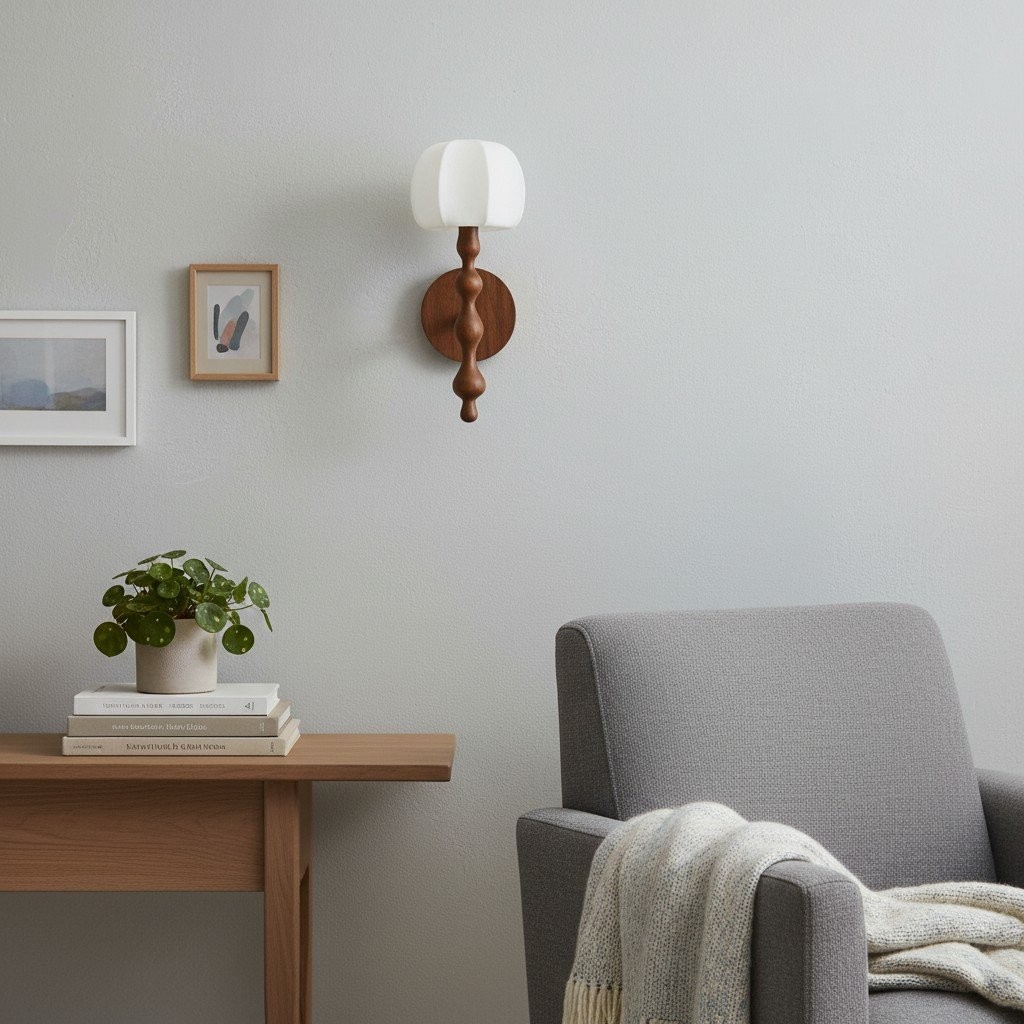 Savara Modern Curved Base Wall Light - Soft Diffused Fabric Shade for Hallways and Living Rooms K1670