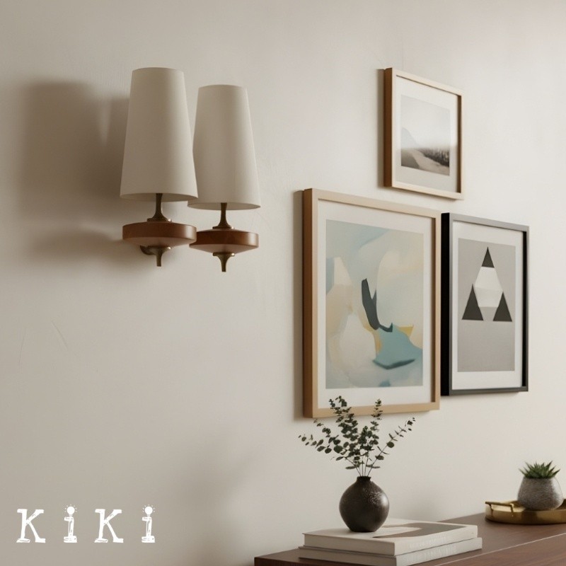 Hour Retro Wood Metal Wall Lamp – Elegant Fabric Accent Lighting for Living Spaces K1208