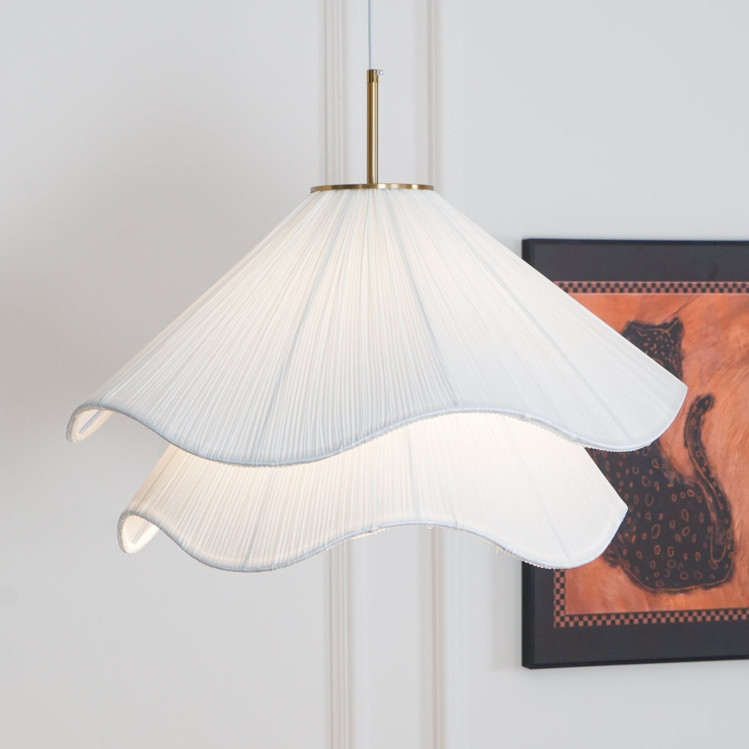 White Layered Pleats Pendant Lamp K437