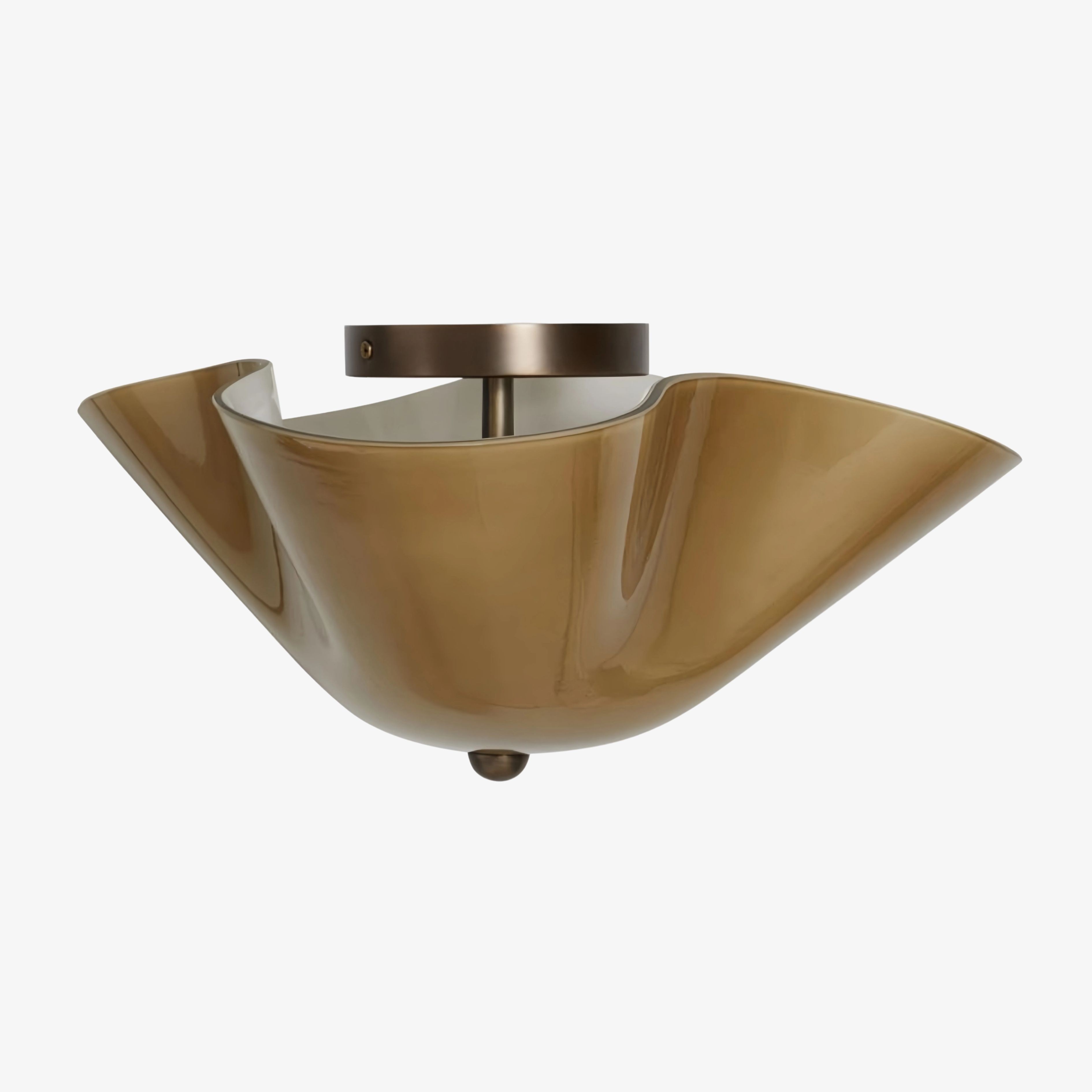 Bellina Glass Flush Mount Light – Modern Brass Fixture For Bedroom & Hallway K1132