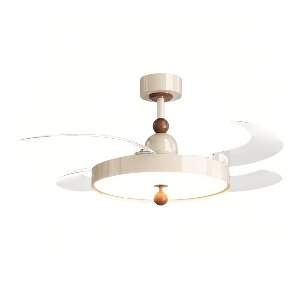 Modern Cream Invisible Ceiling Fan Light with Transparent Blades K1112