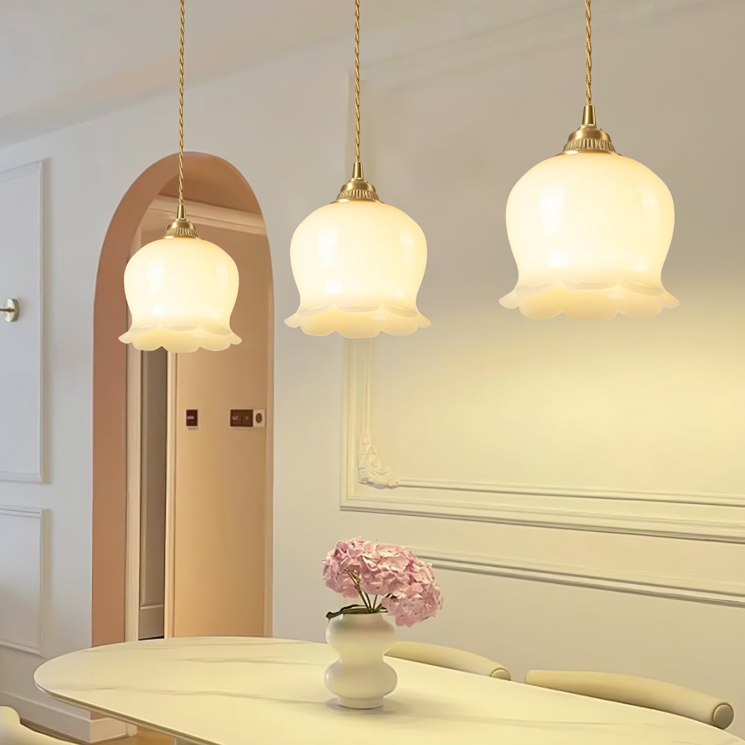 Traditional Glass Flower Pendant Lamp K736