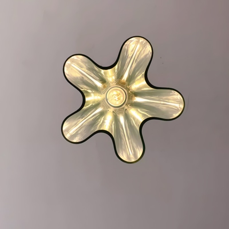 Fluted Stained Glass Pendant Light Above Kitchen Island K15