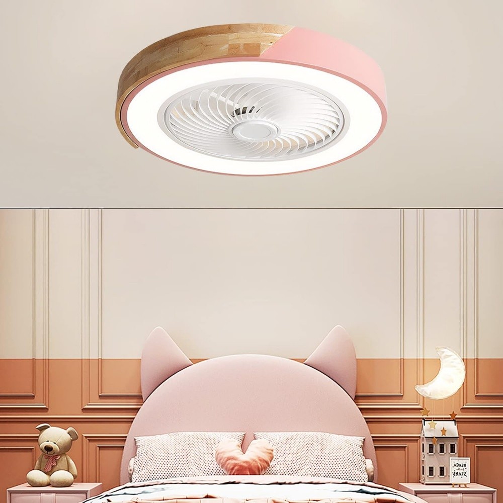 Scandinavian Wooden Round Led Ceiling Fan Light K1110