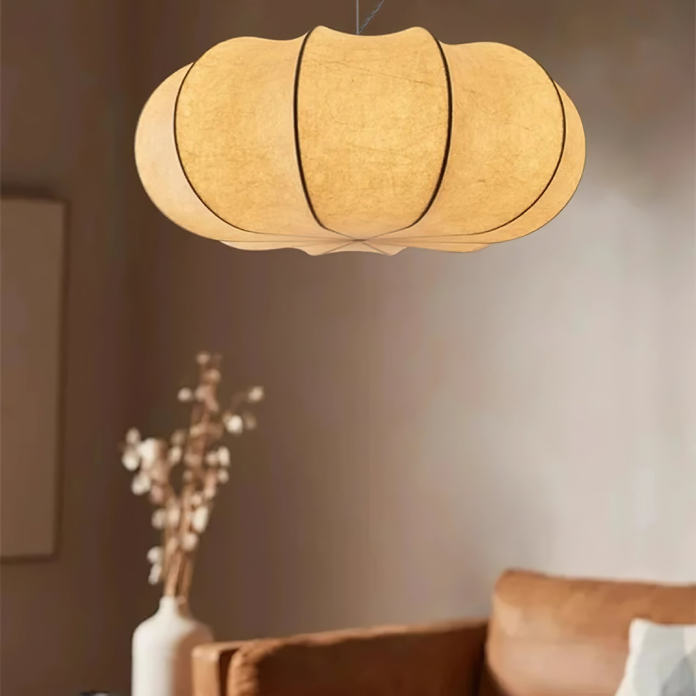 Modern Creative Flat Round Silk Pendant Lamp K551