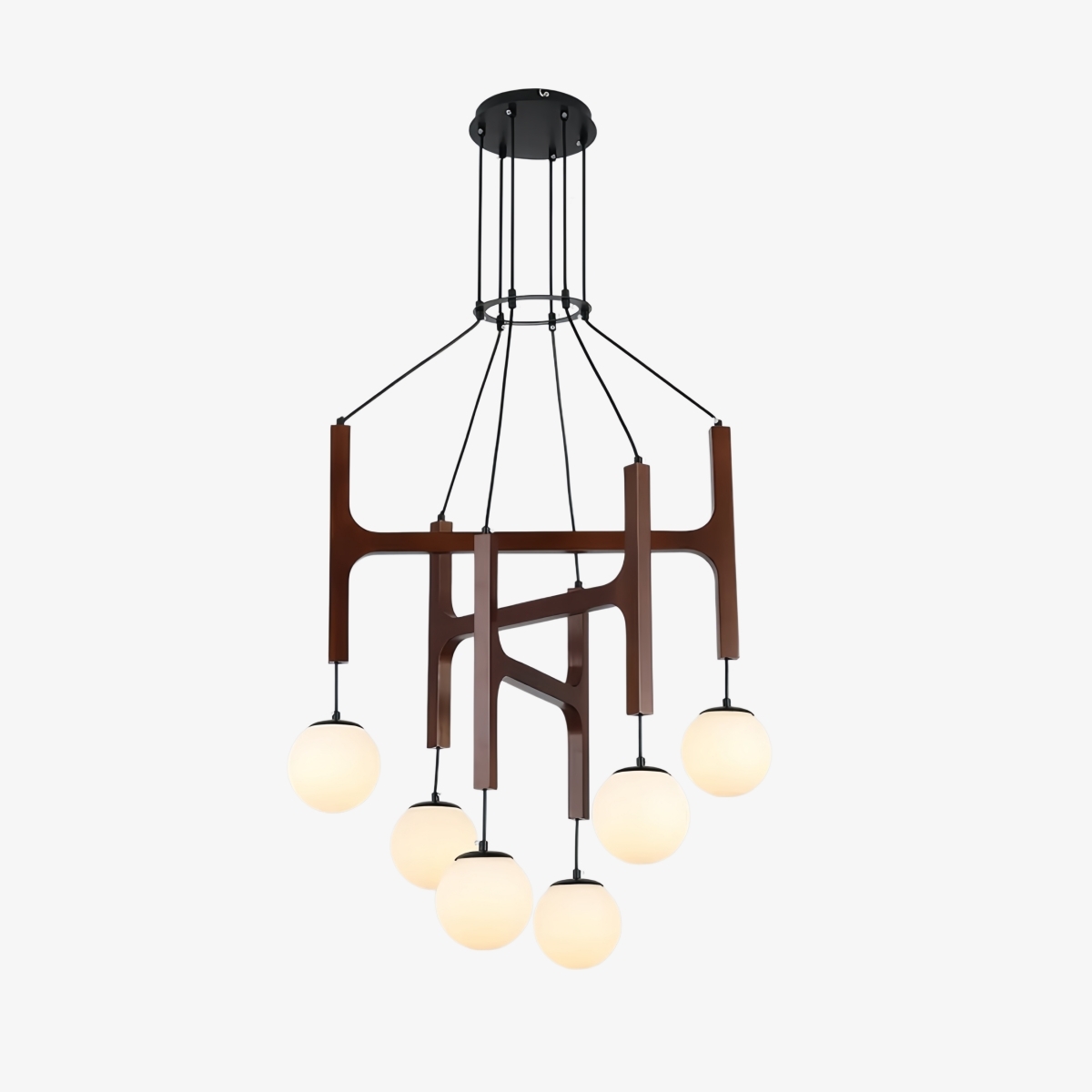 Auralith Wood Chandelier Multi Arm Fixture - Modern Natural Lighting for Living and Dining K2324