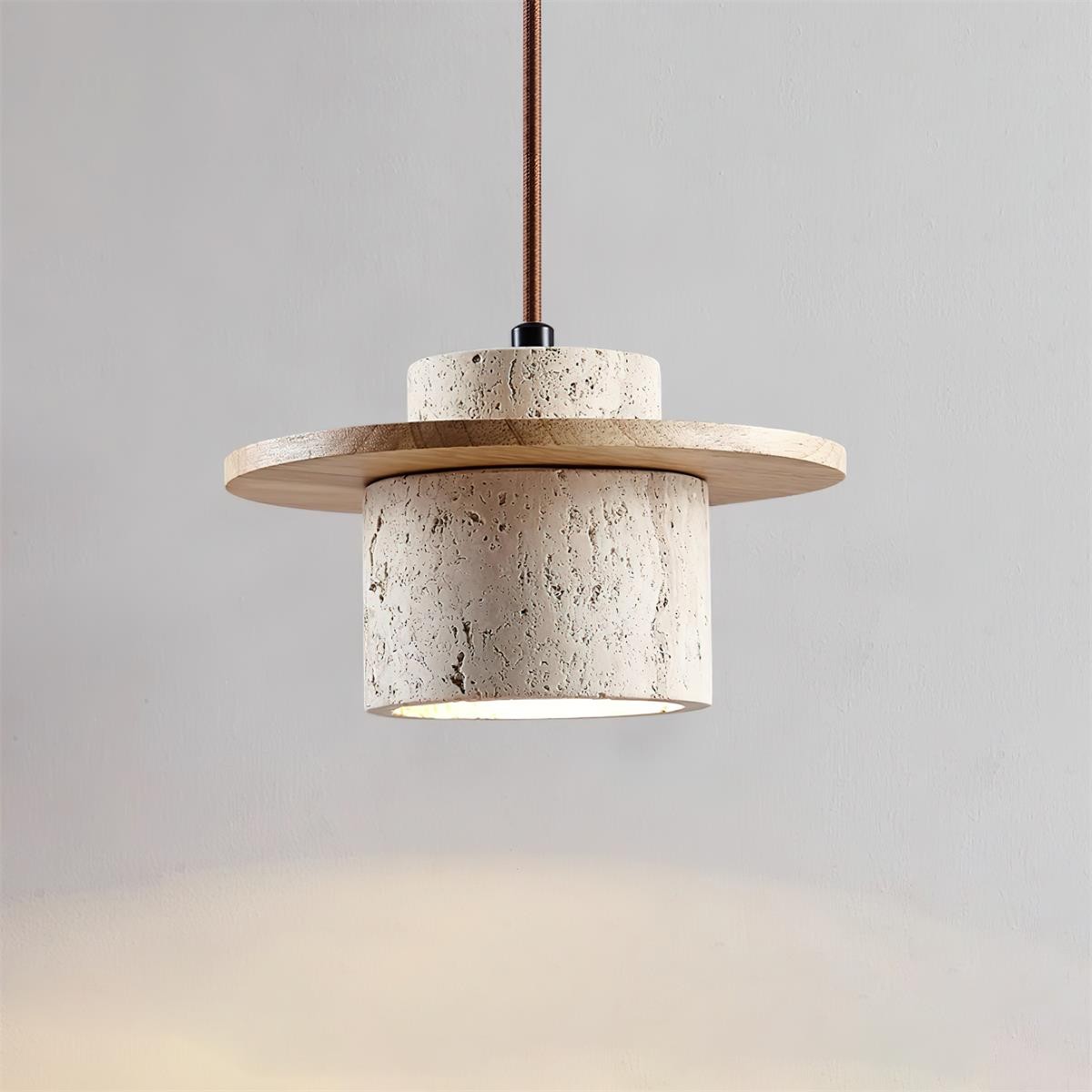Elegant Textured Cylindra Stone Pendant Lamp K824