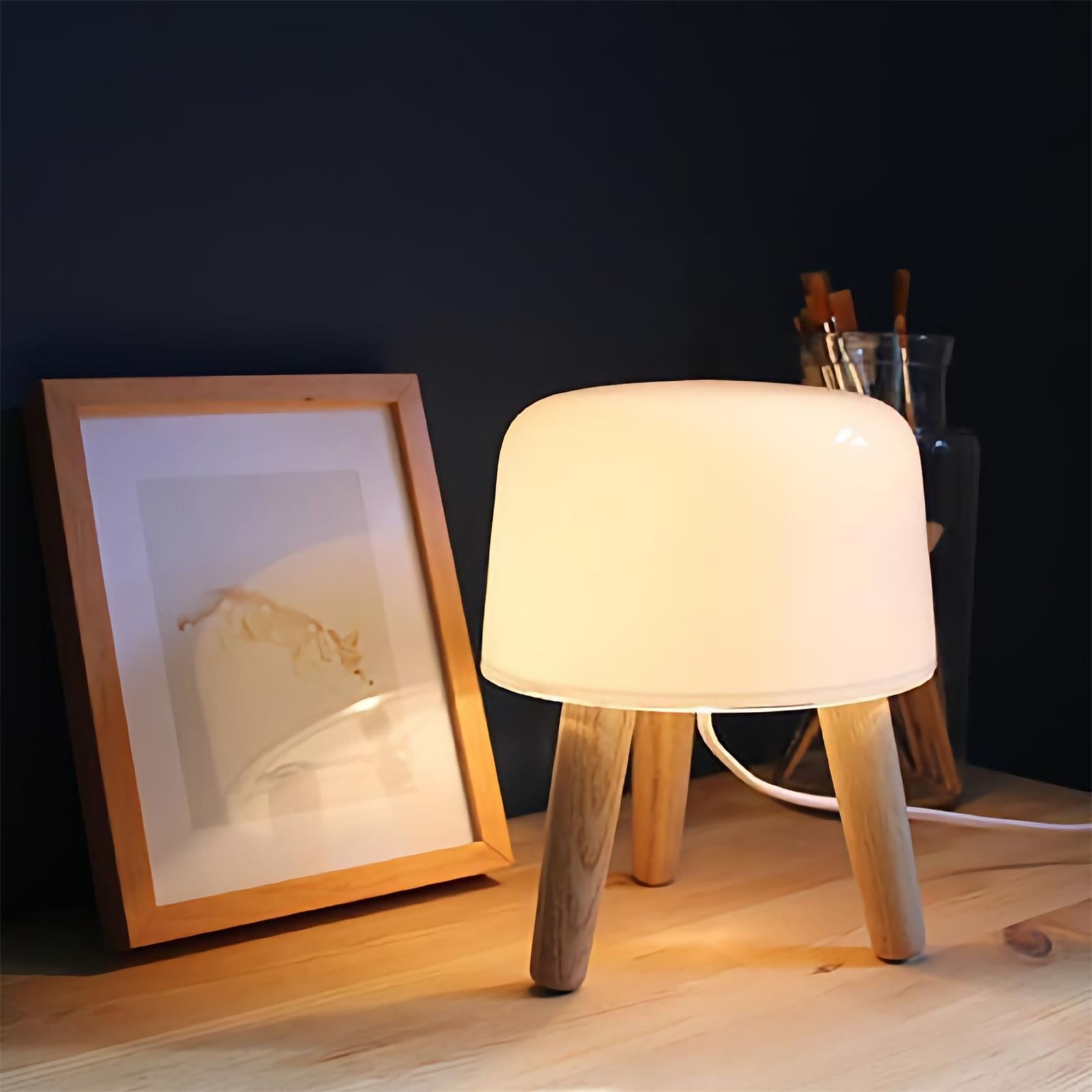 Nordic Wood Decorative Glass Table Lamp For Bedroom K506