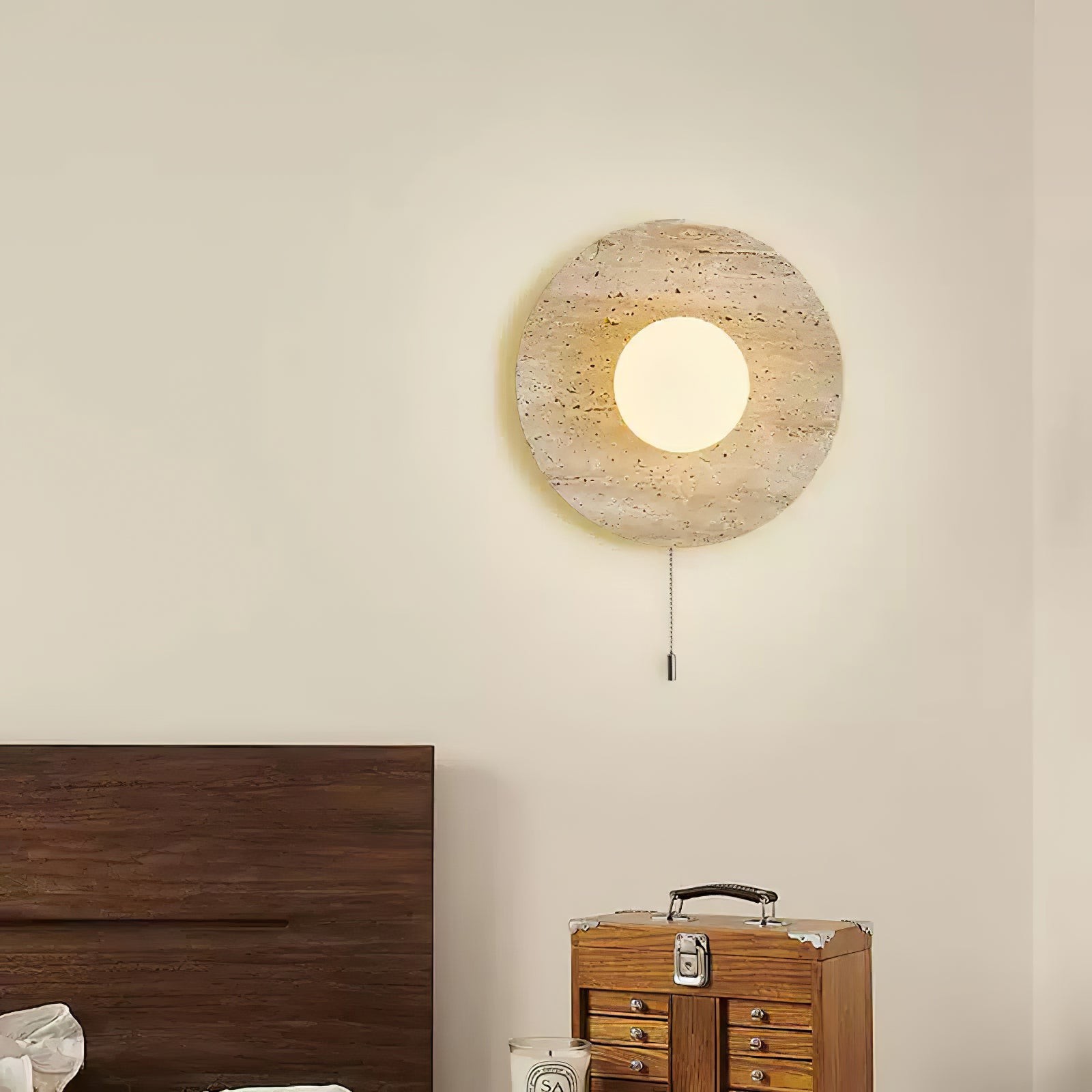 Retro Wabi Sabi Travertine Lunar Eclipse Wall Light K878