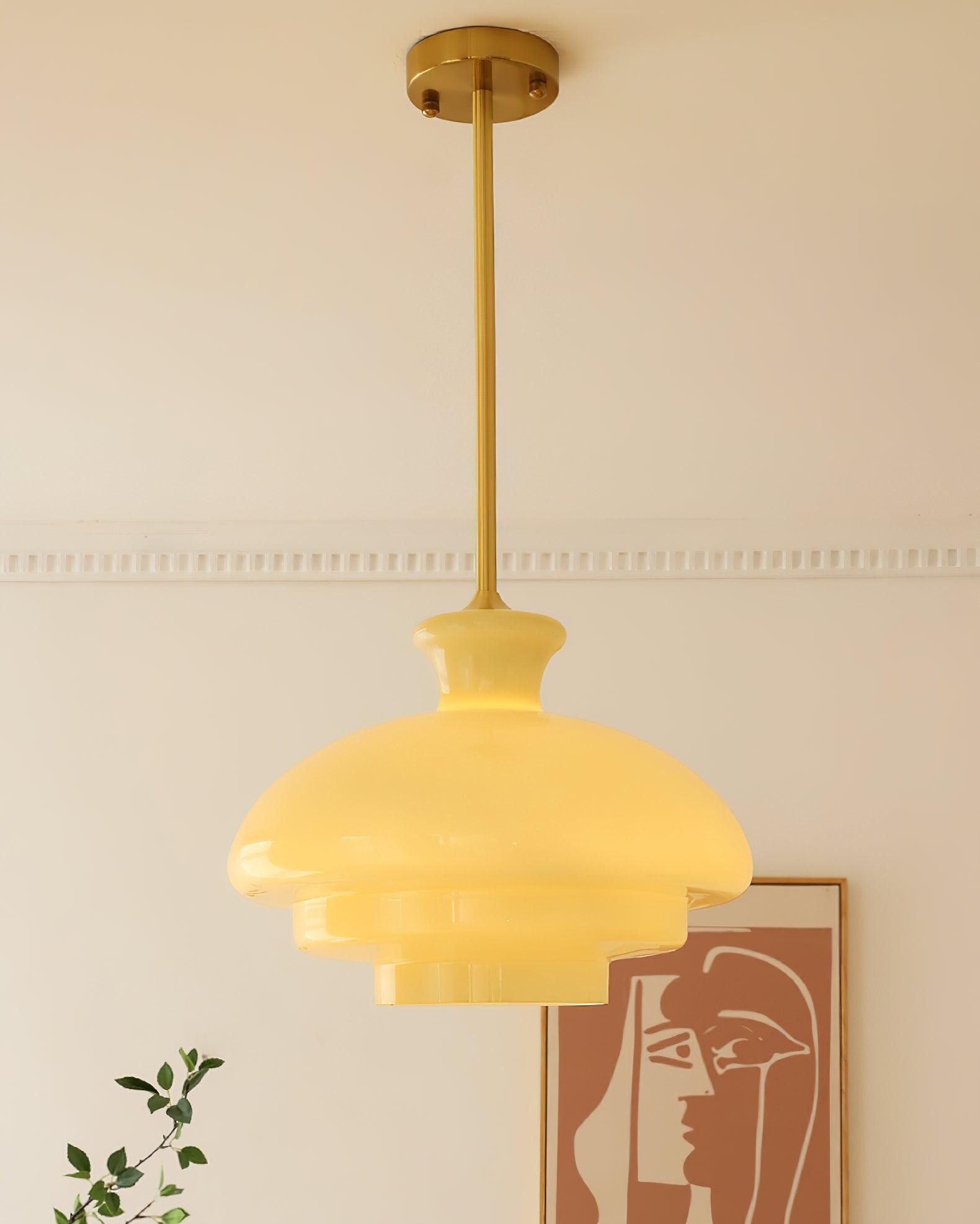 Round Yellow Stylish Simple Glass Pendant Lamp K573