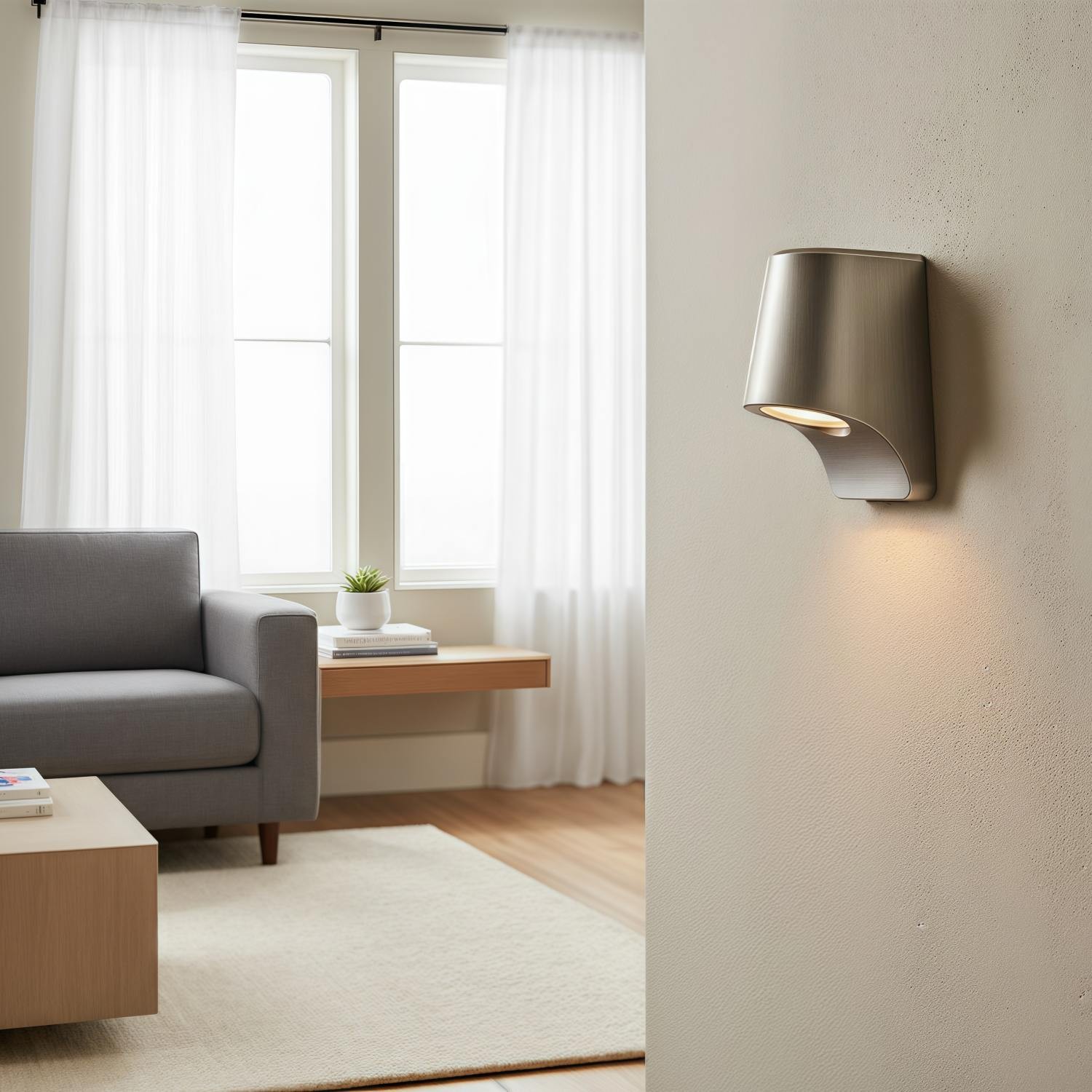 Rivathis Minimalist Metal Pewter Wall Lantern - Stylish Porch Fixture Ideal for Entry K1861