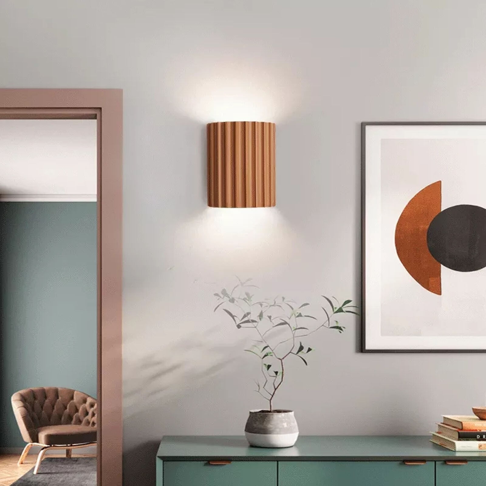 Striped Semicircle Resin Wall Lamp - Contemporary Accent Lighting for Living Room K95