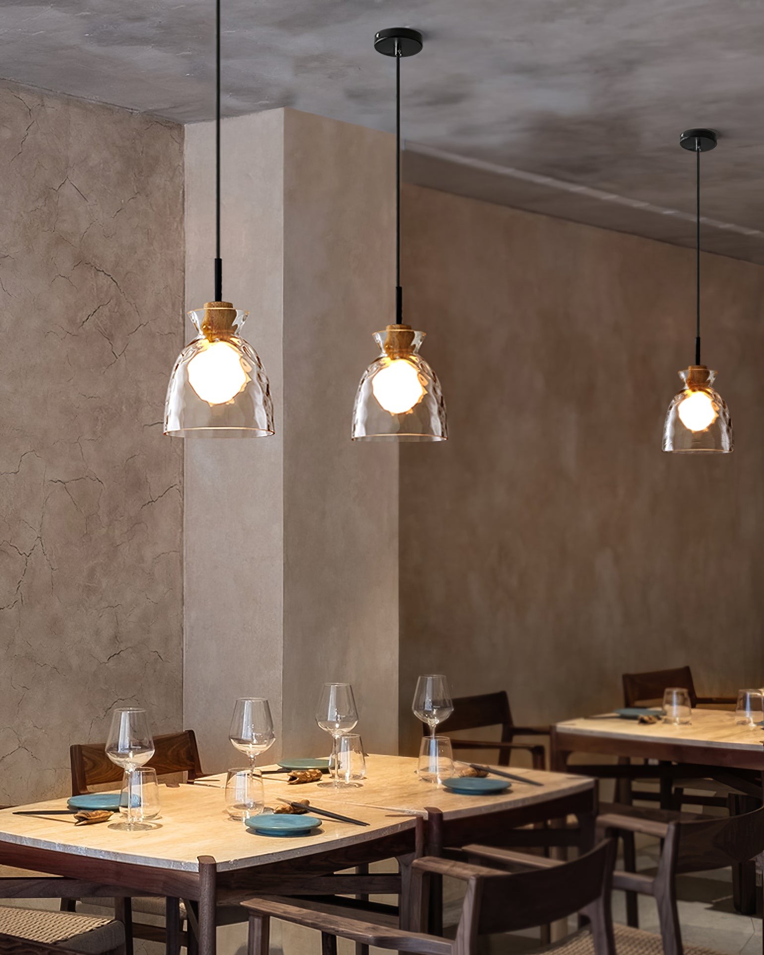 Wavy Glass Pendant Light - Ripple Glass Pendant Light for Dining Room K610
