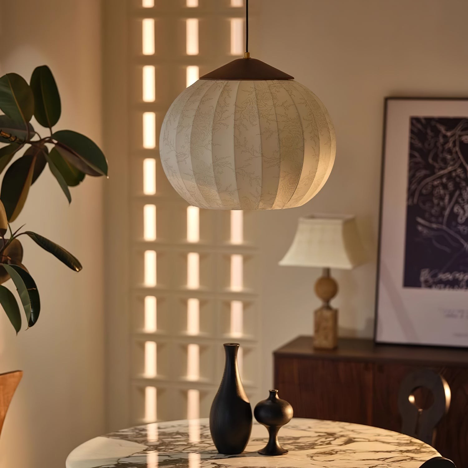 Japanese Style Fabric Lantern Pendant Lamp K423