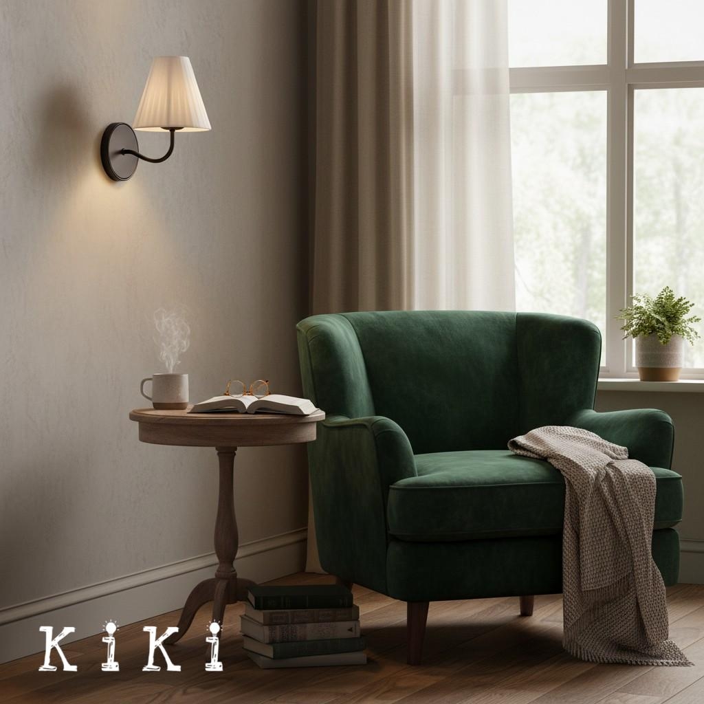 Fibura Elegant Linen Shade Wall Lamp - Contemporary Lighting for Hallway and Bedroom K1408