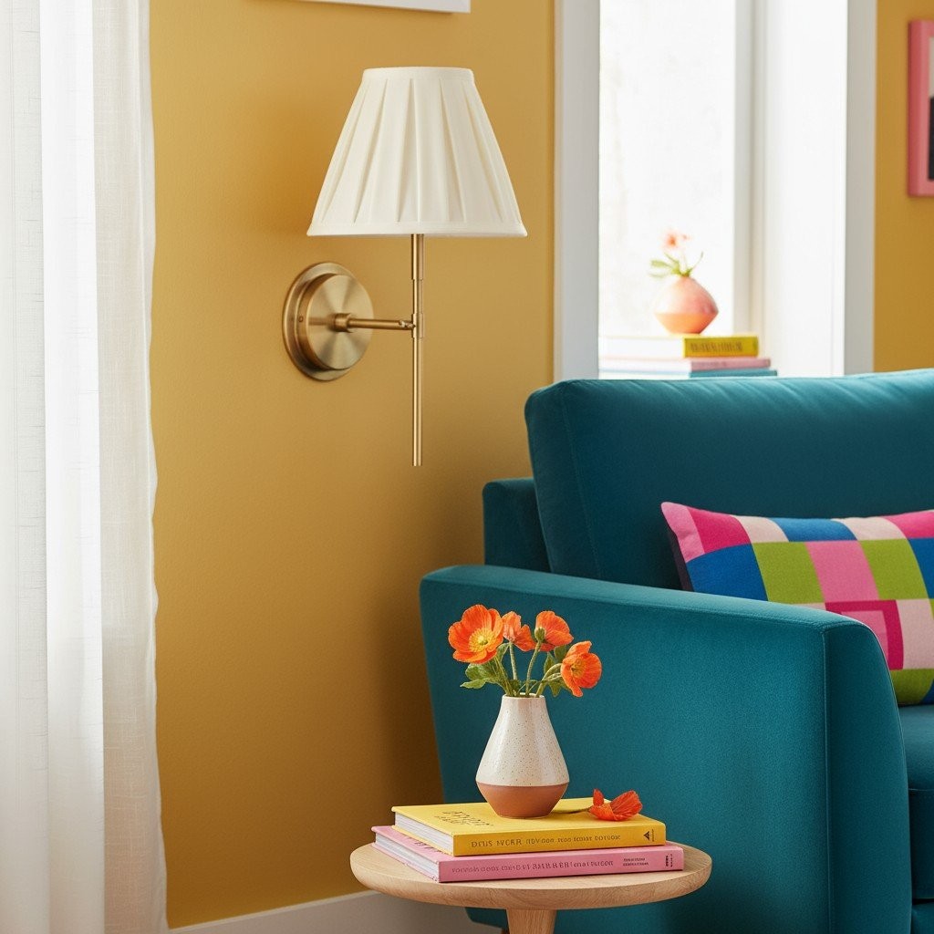 Cremaris Metal Wall Light with Fabric Shade - Timeless Sconce for Interior Lighting K1989