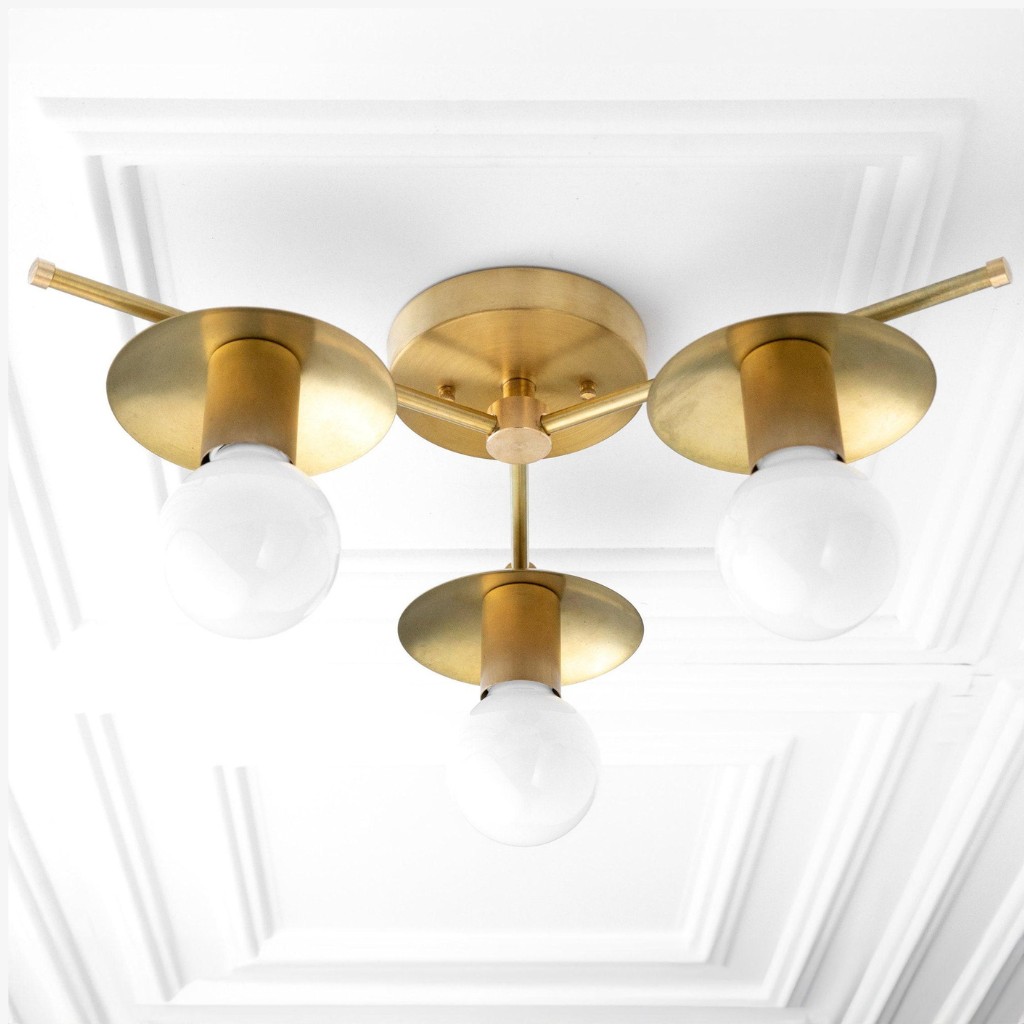 Radiro Globe Industrial Art Deco Light - Unfinished Brass Ceiling Light with Backsplashes K1466
