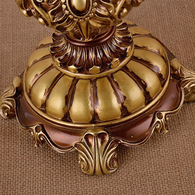 Pastoral Flower Lampshade Carved Table Lamp K715