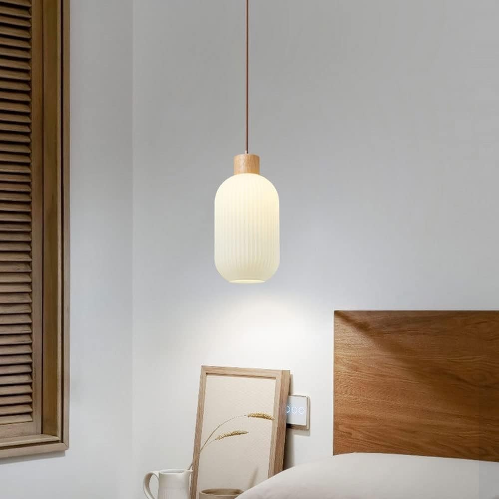 Nordic White Lantern-Like Glass Pendant Lamp K546