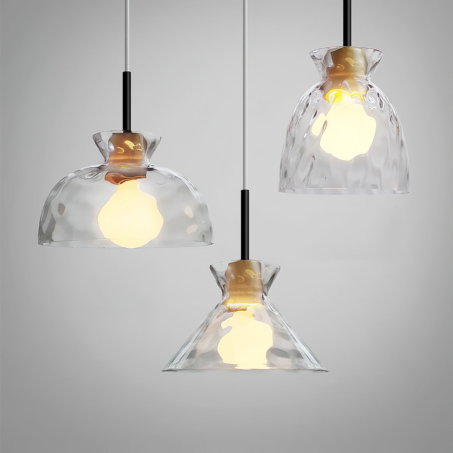 Wavy Glass Pendant Light - Ripple Glass Pendant Light for Dining Room K610