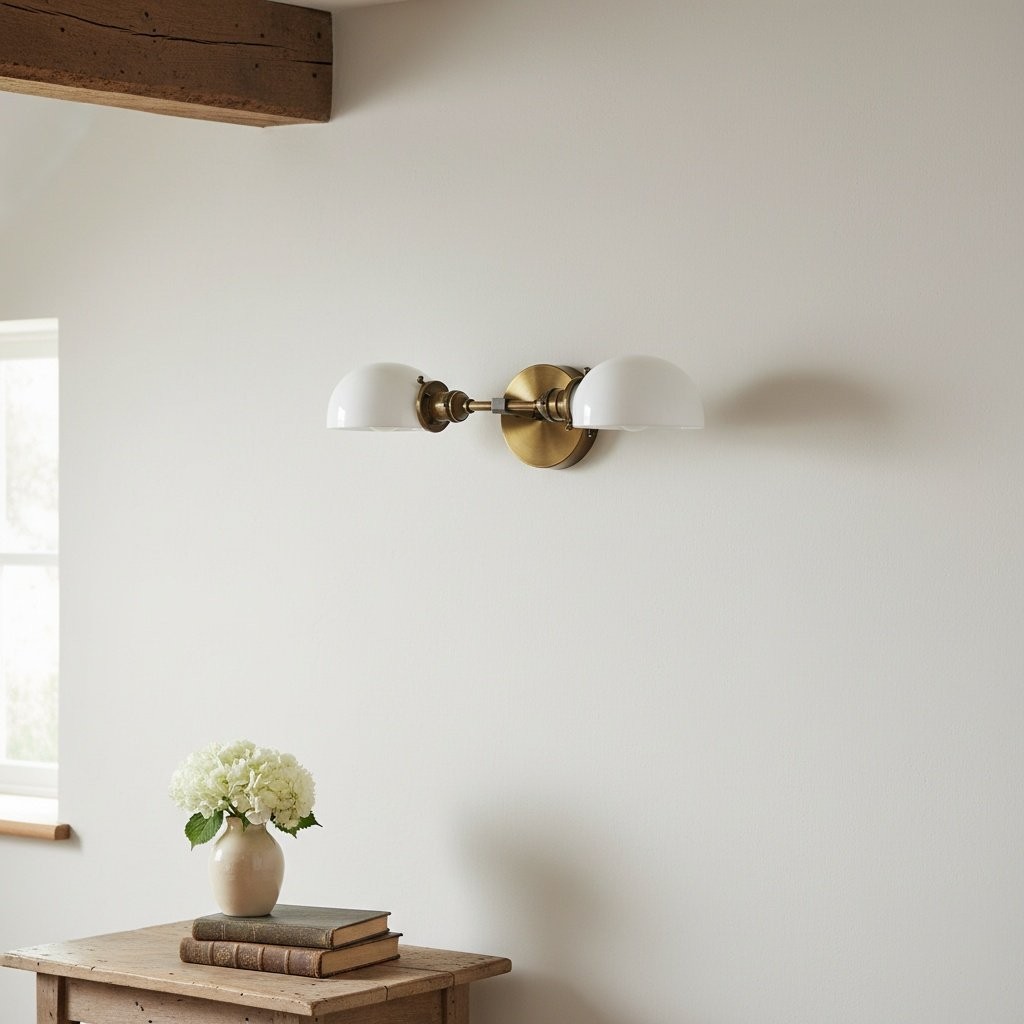 Ornato Luxe Mid-Century Vanity Light - Brass Bathroom Fixture with Opal Glass K1474