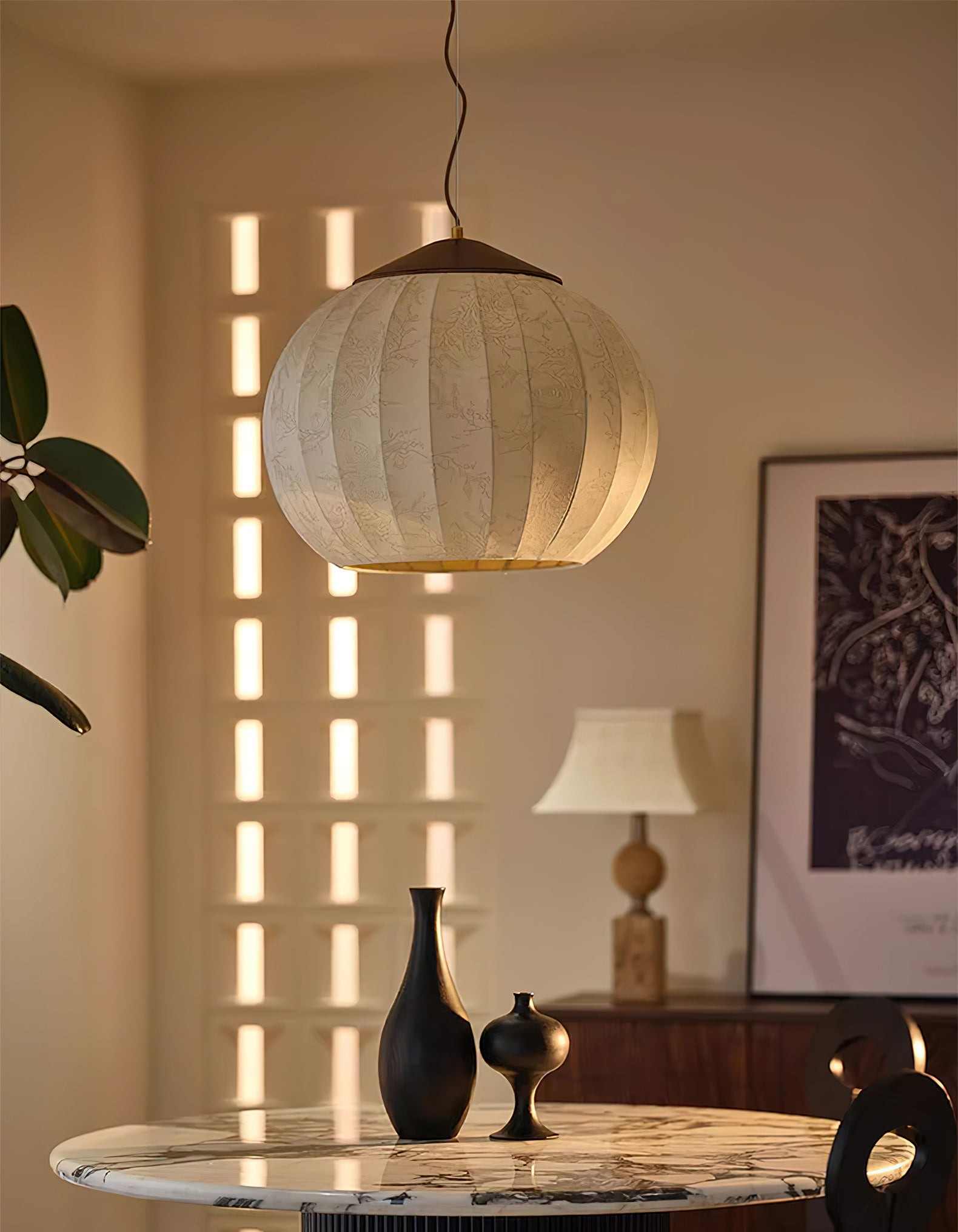 Japanese Style Fabric Lantern Pendant Lamp K423