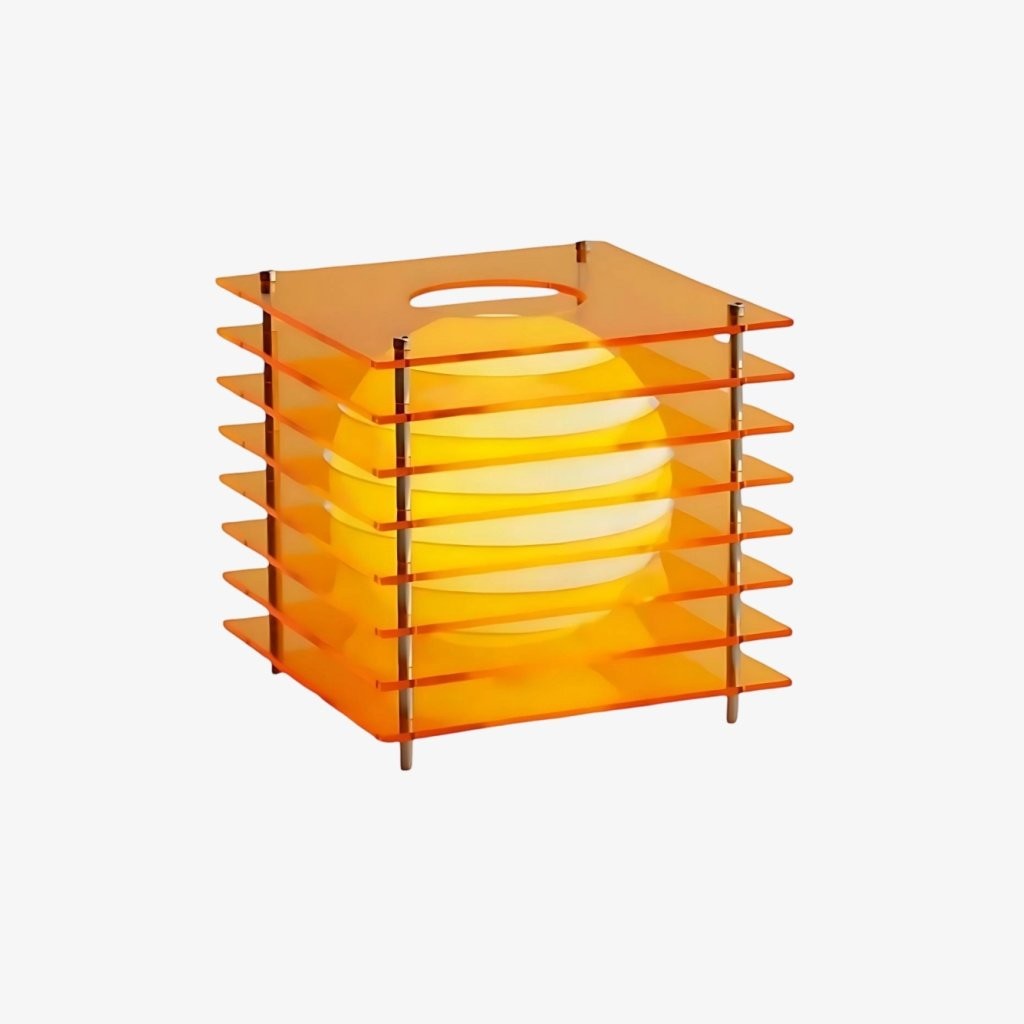 Afterglow Geometric Cube Sphere Table Lamp - Modern Acrylic Accent Light for Bedroom Decor K2078
