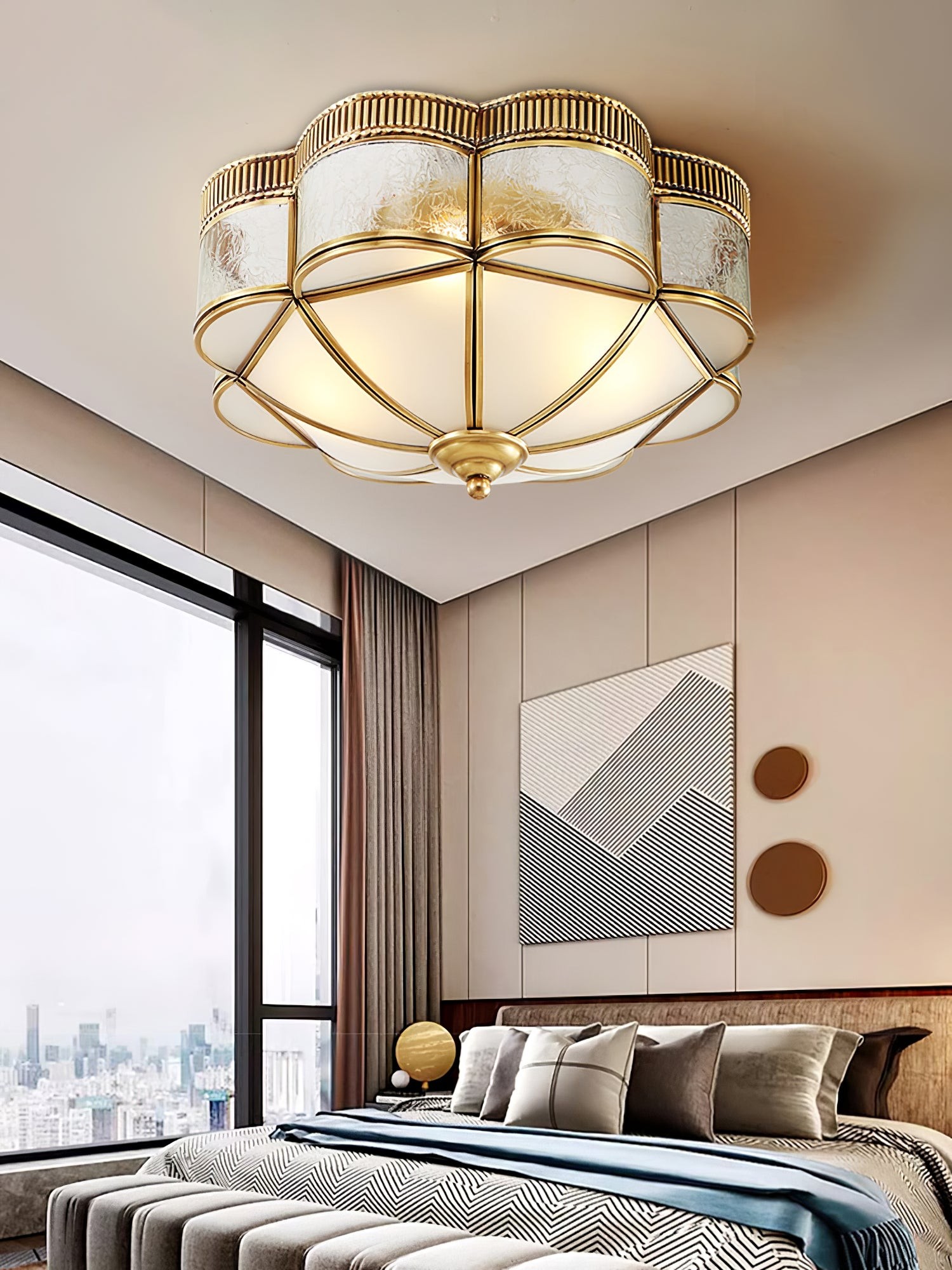 Brass Domed Flush Ceiling Lamp K274