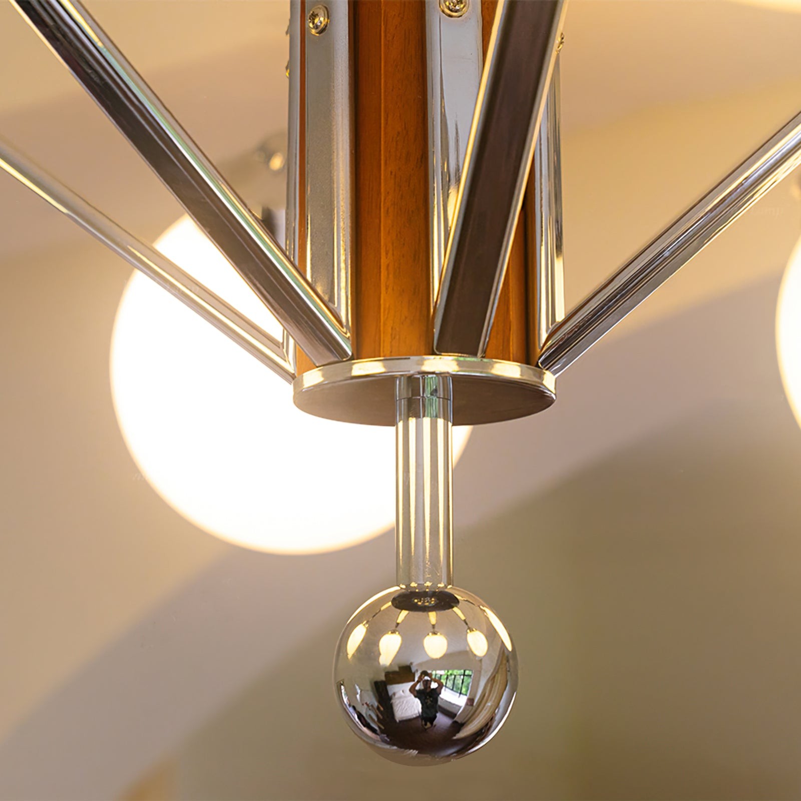 Mid Century Vintage Cream Glass Chandelier K400