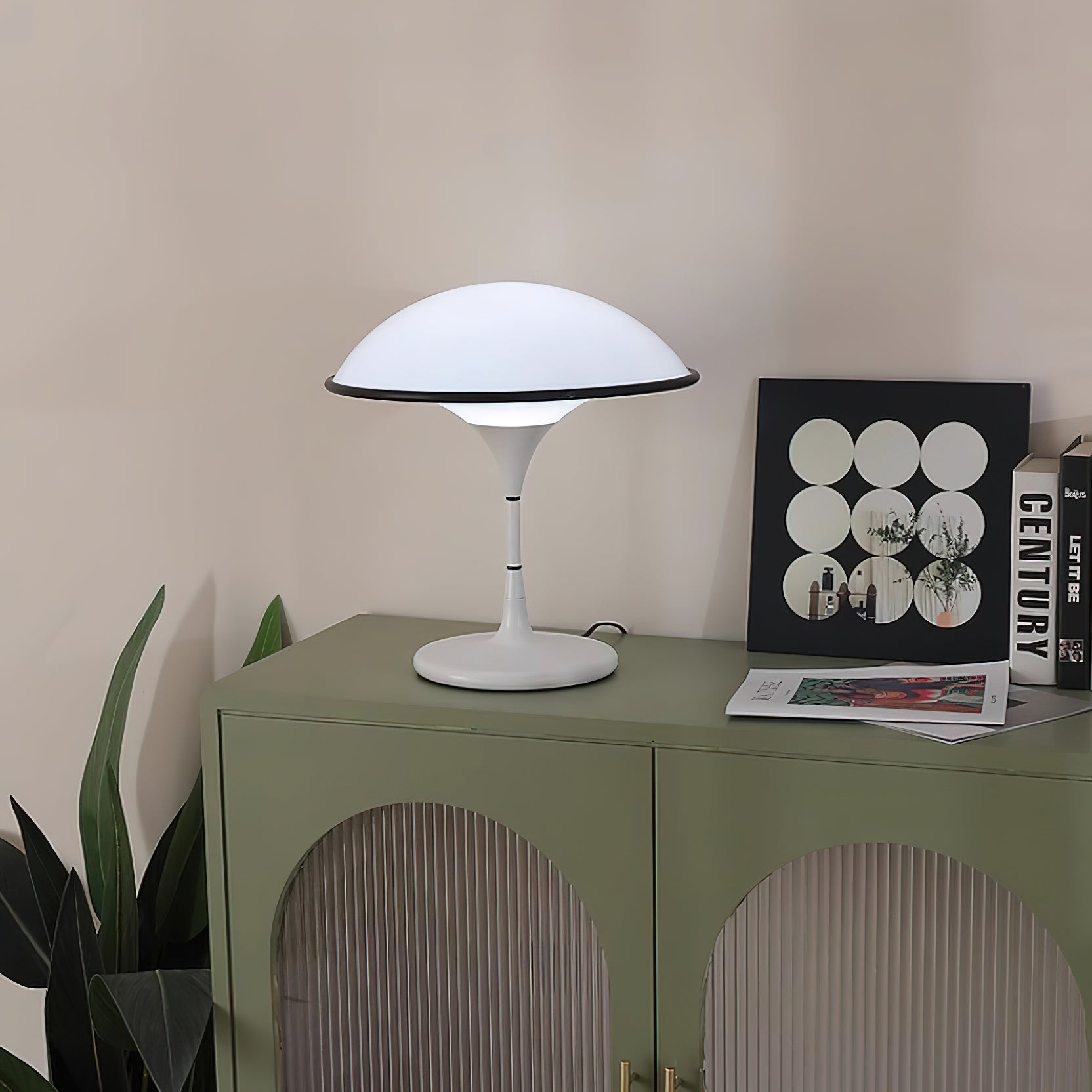 Danish Retro White Flying Saucer Table Lamp K394