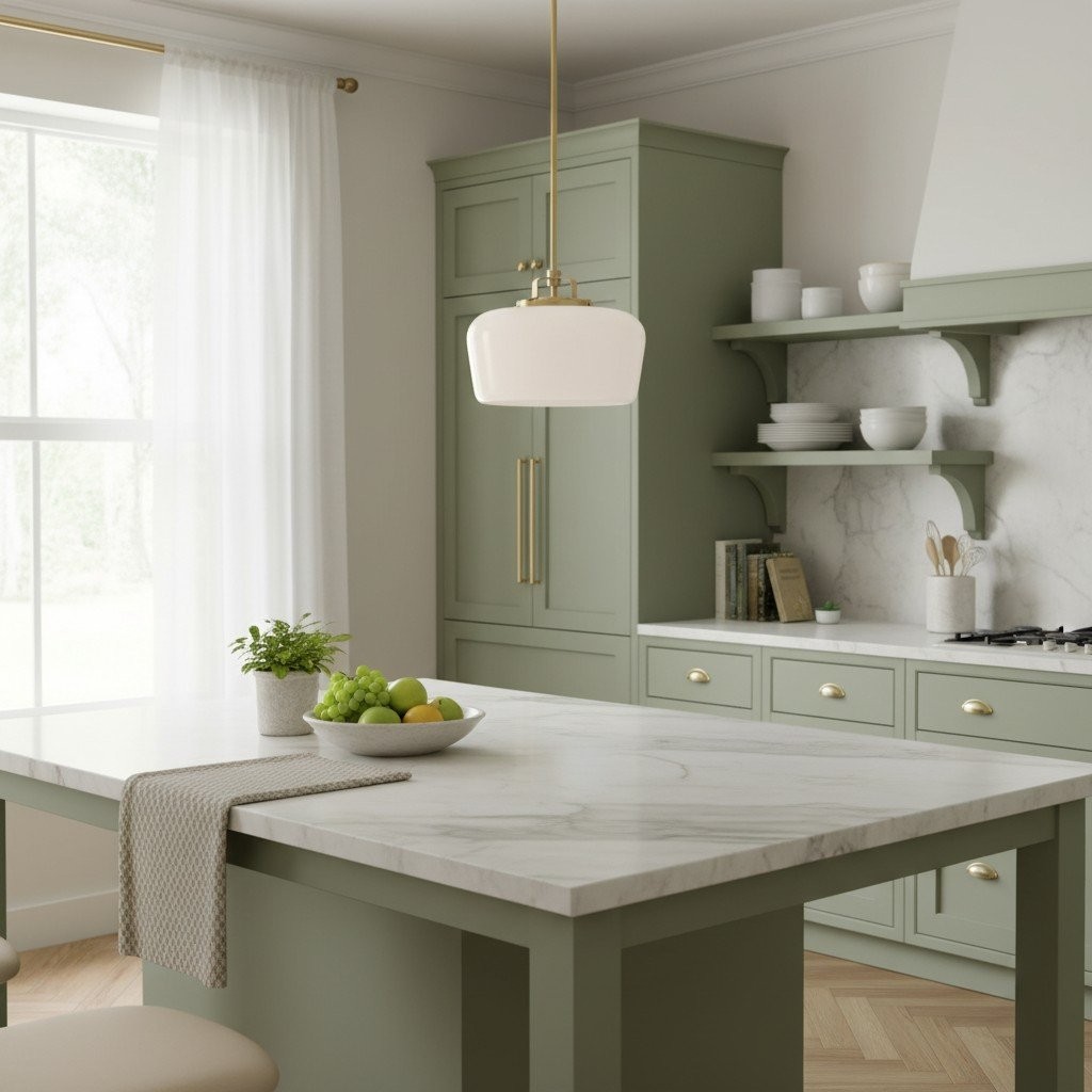 Lirra Opal Glass Pendant Light - Modern Adjustable Hanging Lamp for Kitchen K1730