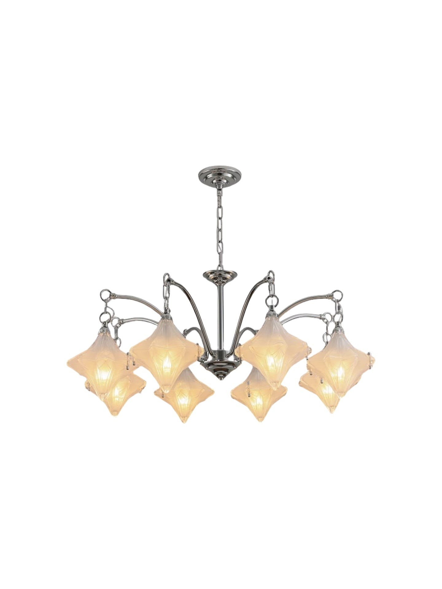 Art Deco Astris Star Chandelier - Frosted Glass Deco Fixture for Dining Room K1564