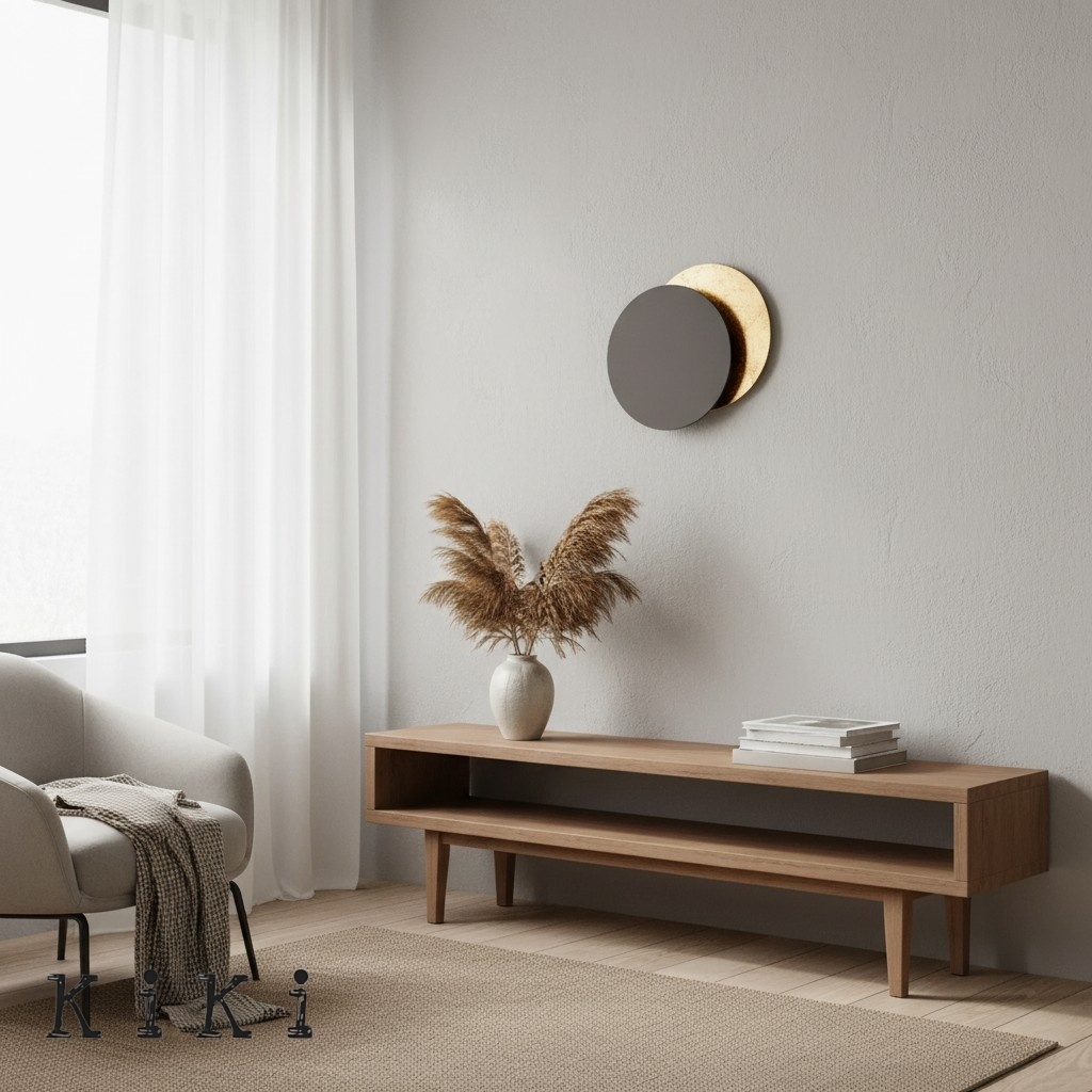 Elegant Round Lederam Wall Lamp - Modern Metallic Wall Light for Living Room