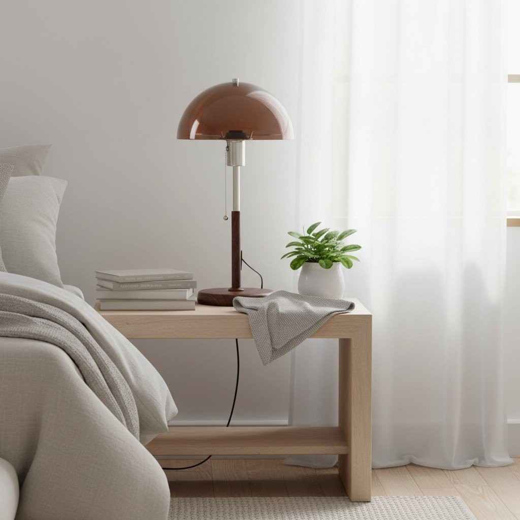 Afterglow Sculptural Retro Round Shade Table Lamp - Stylish Light for Bedroom or Workspace K2159