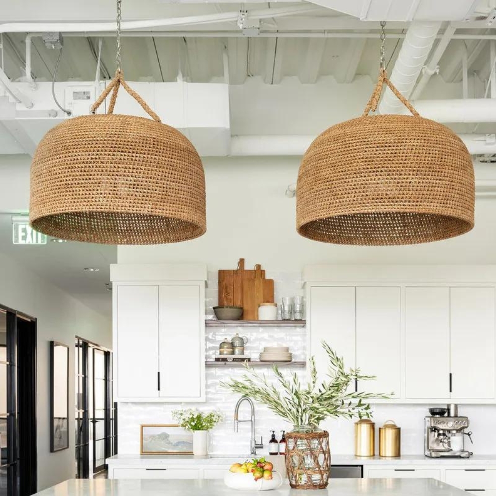 Natural Shadow Rattan Japandi Pendant Light D830