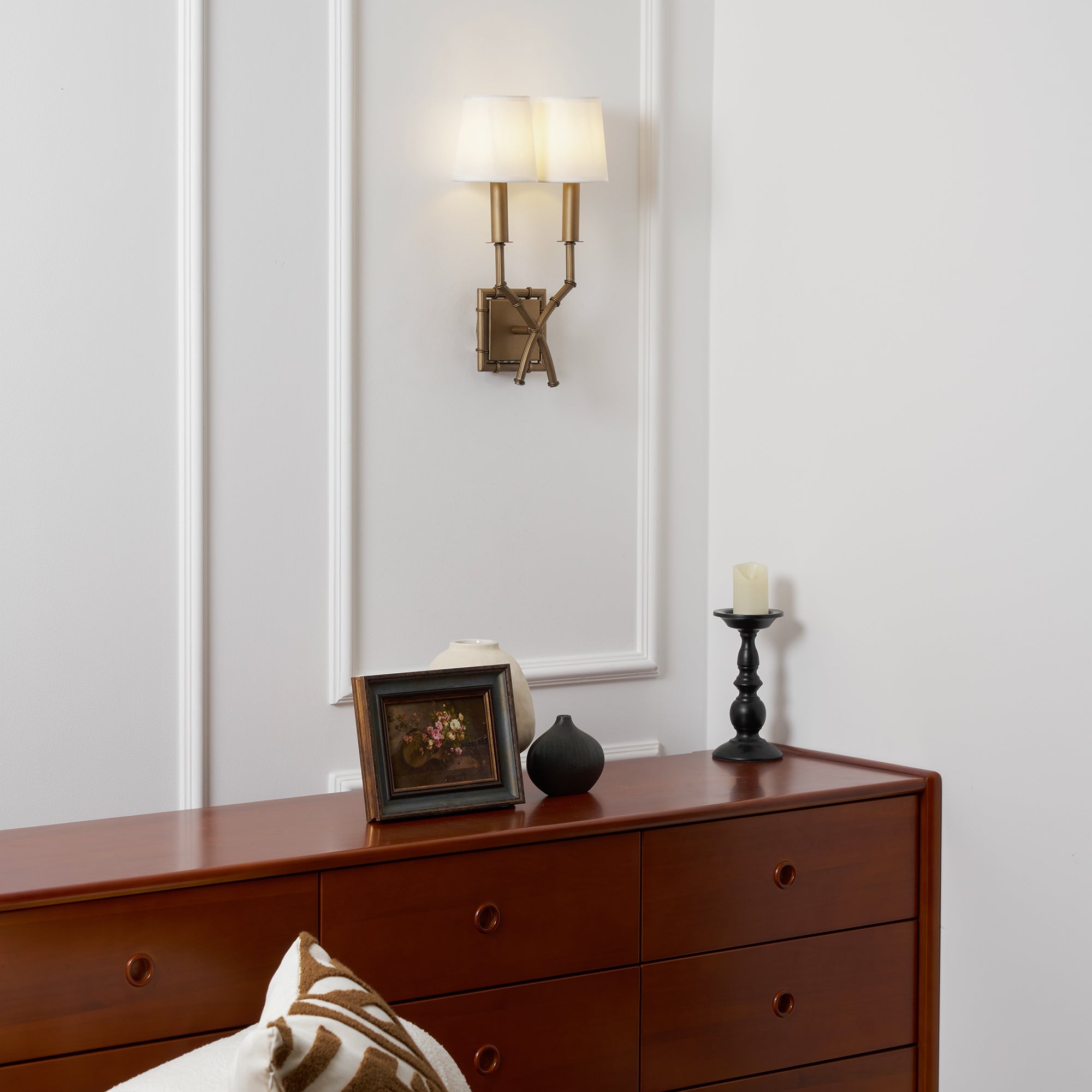 Double Arm Bamboo Sconce D586