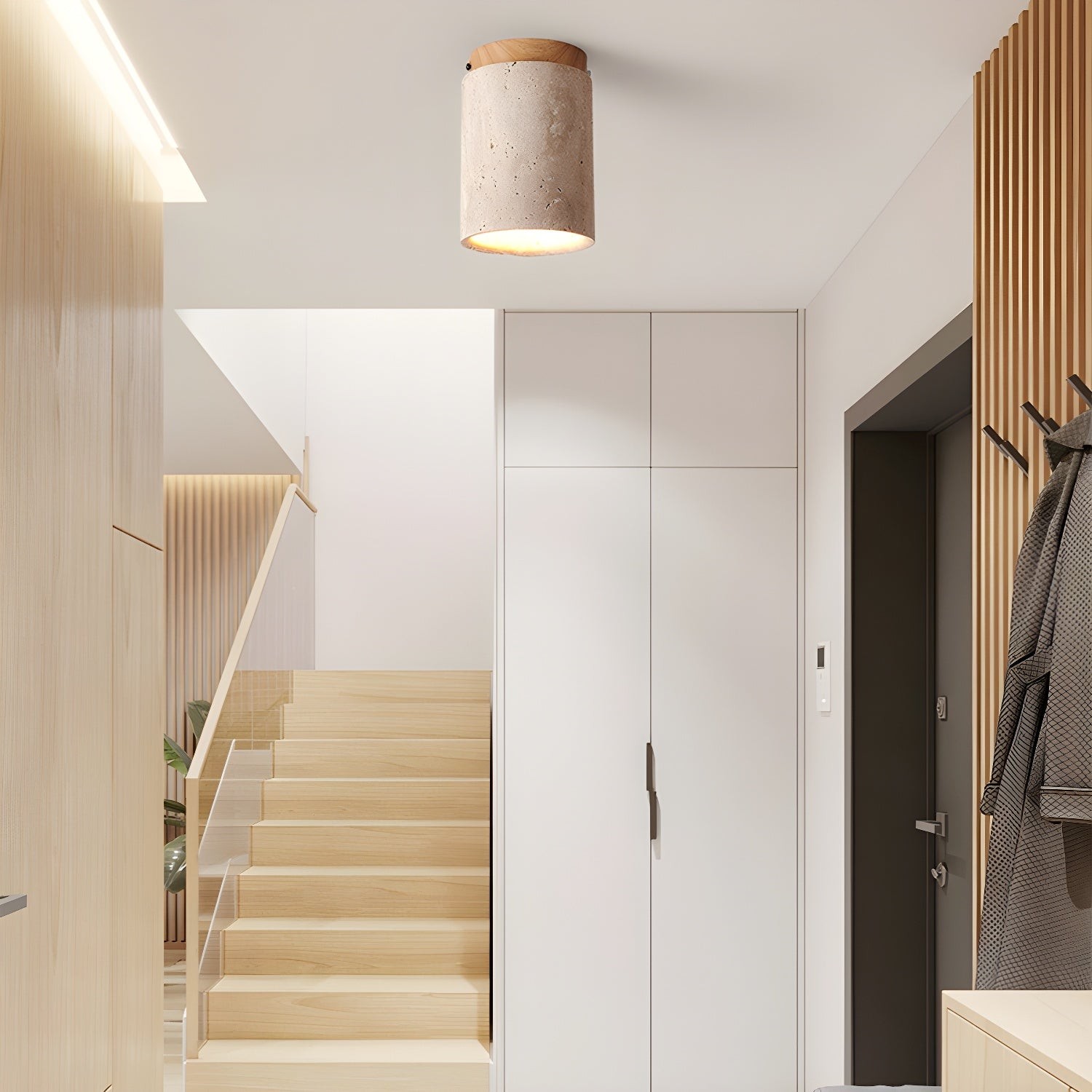 Marble Travertine Column Ceiling Lamp K688