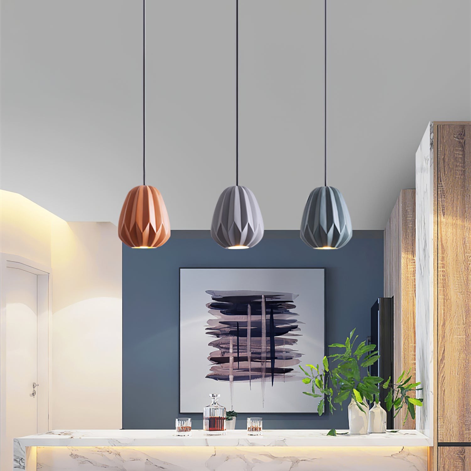 Papaya Resin Pendant Lamp K1064