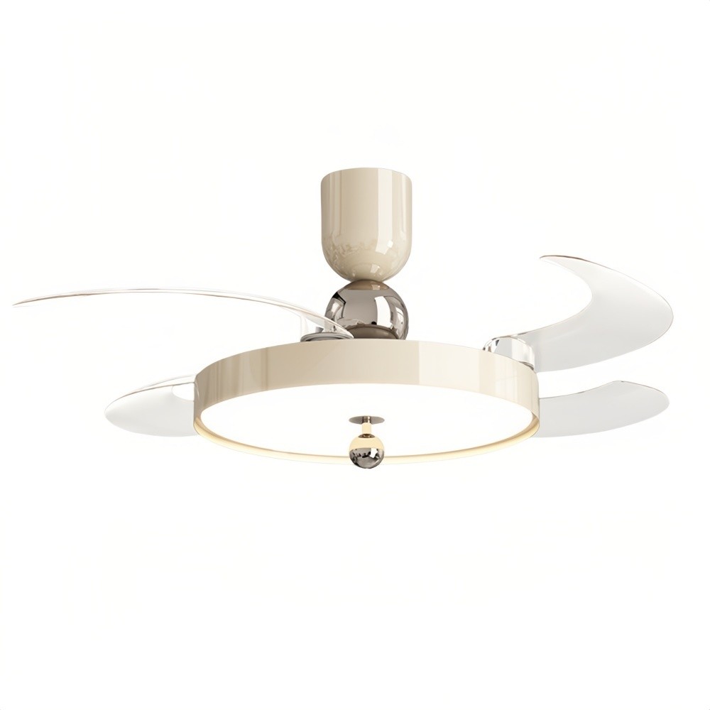 Modern Cream Invisible Ceiling Fan Light with Transparent Blades K1112