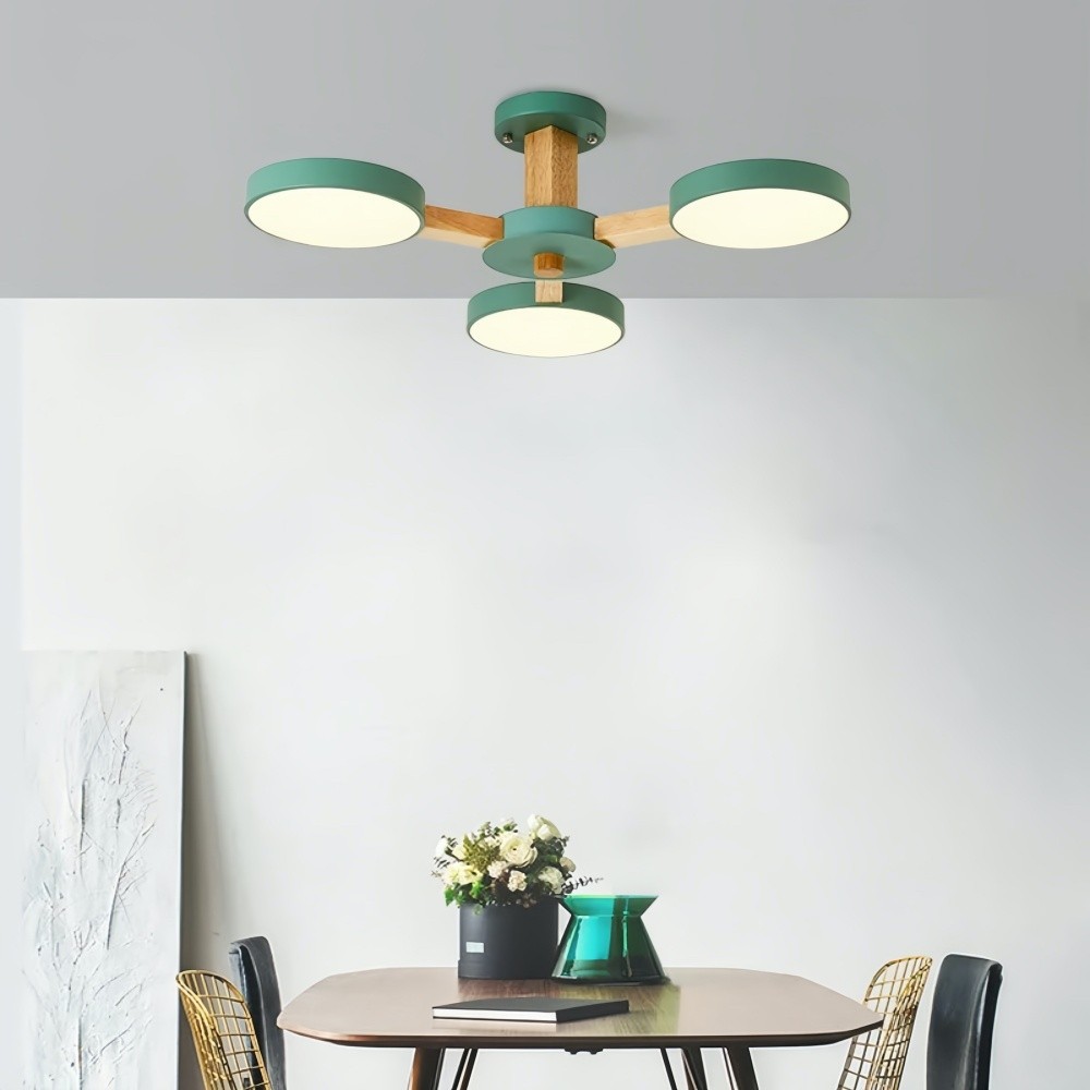 Multiple Round Wood Branched Ceiling Lamp K938