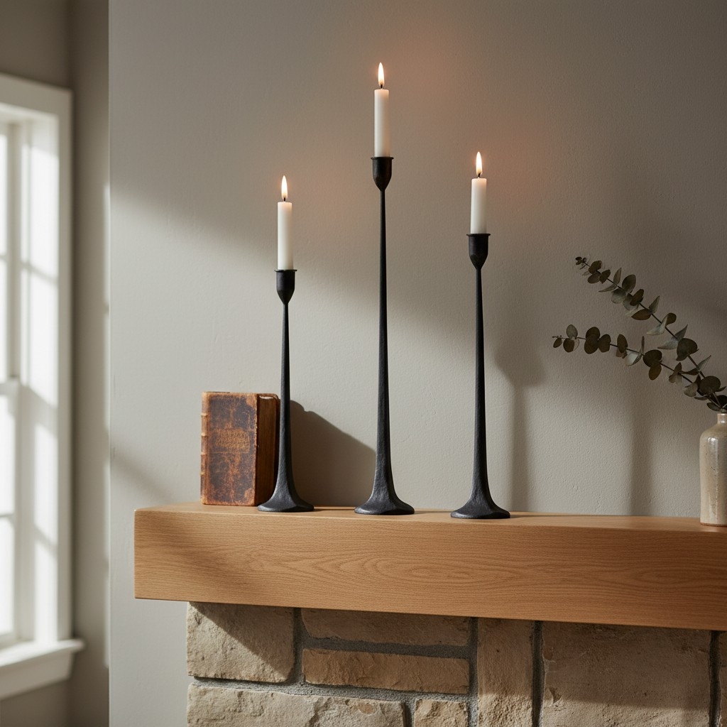Tegna Elegant Tall Cast Iron Candle Holder - Modern Decorative Accent for Interior Styling K2364